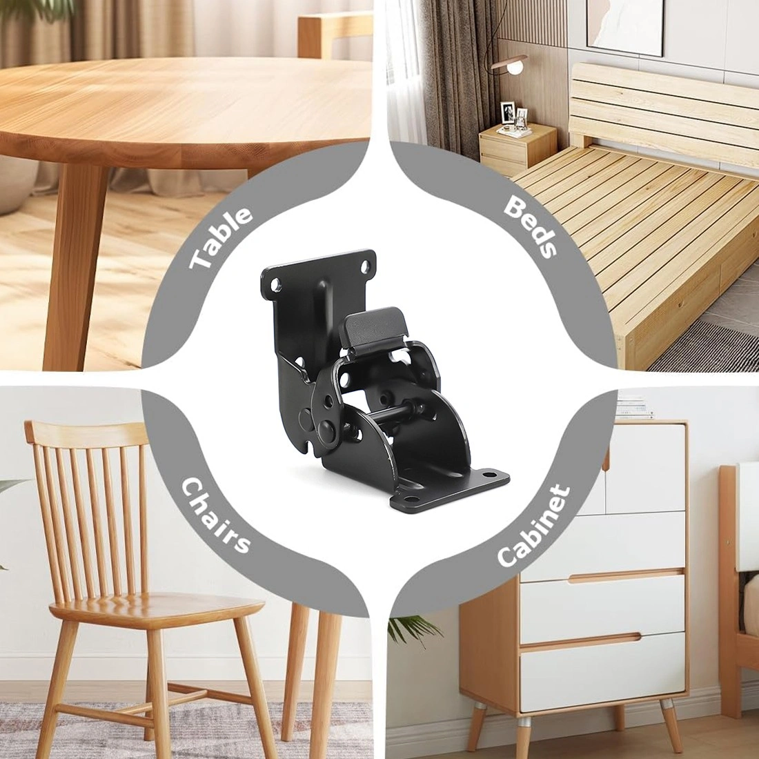 4x 90 Degree Self-Locking Hinges for Folding Table Chair Legs, Heavy Duty Bracket Hardware Replacement Parts view 2