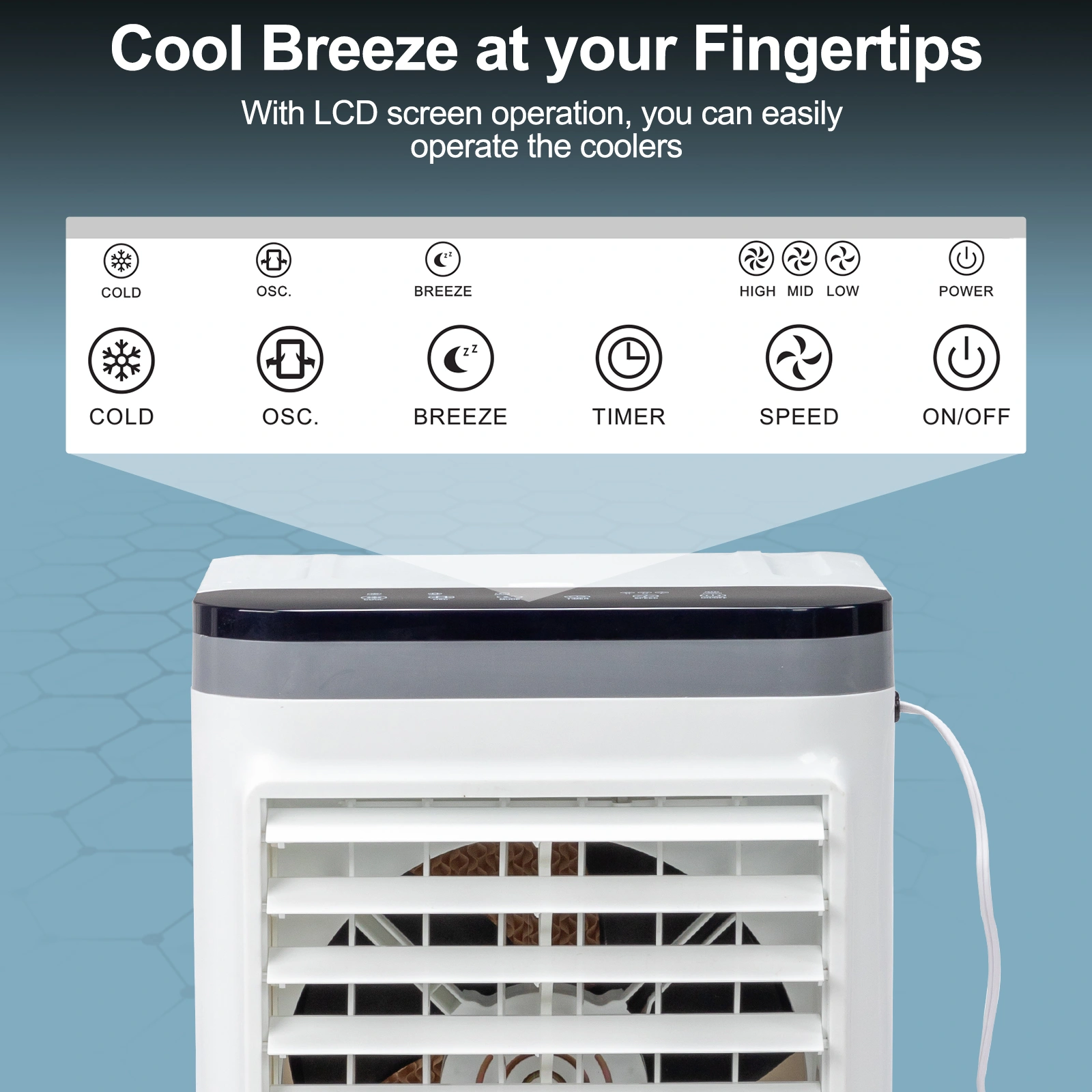 3 in 1 Portable Evaporative Cooler,720R,Indoor,Outdoor,461CFM Air Cooler with remote,Copper motor,5.28 Gal Water Tank & Scroll Casters, 4 Ice Packs,12H timer settings,Gray and White view 6