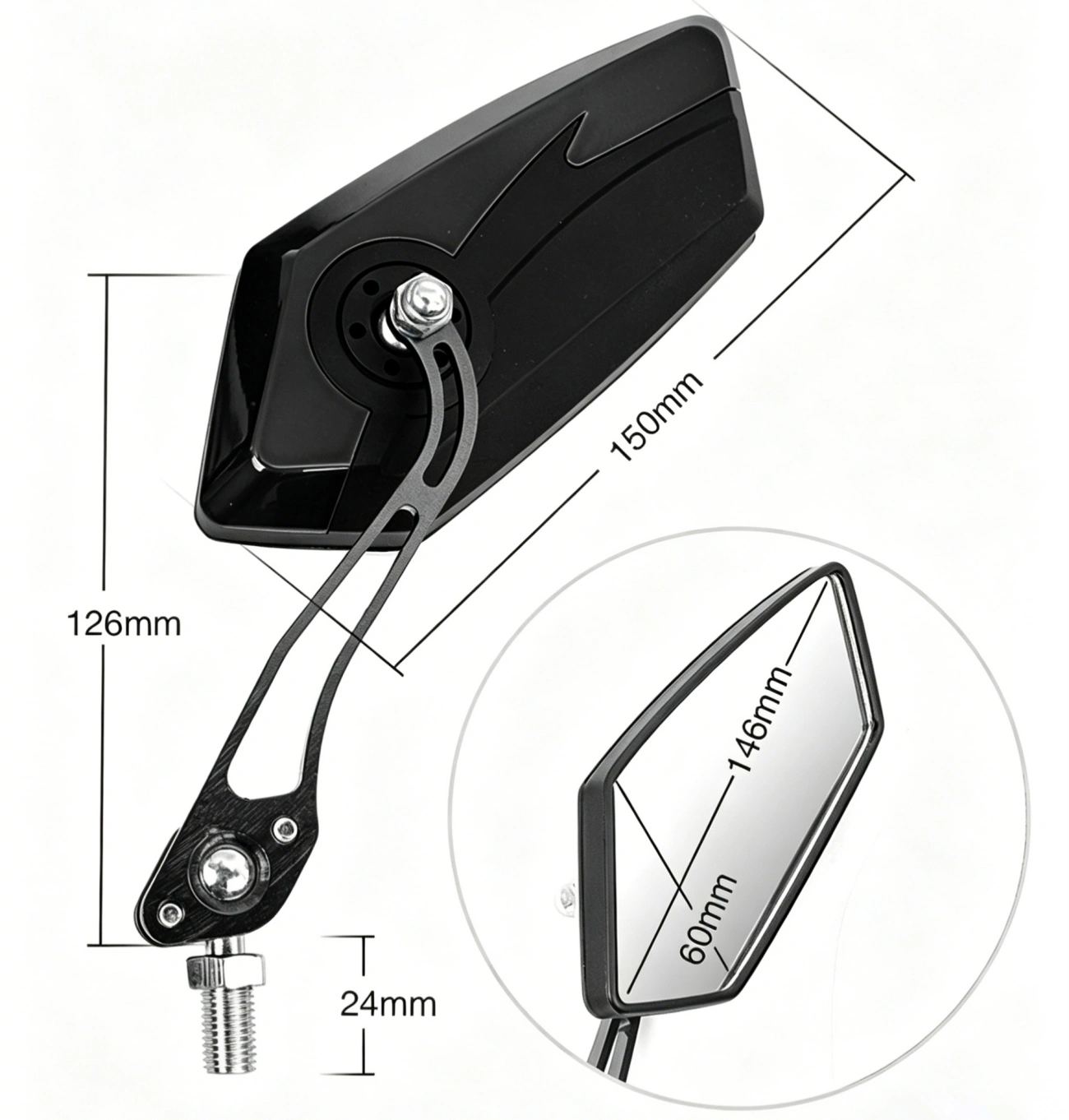 1 Pair Bike Rear View Mirror Rotatable Diamond Handlebar Mirror for MTB Road Cycling Bicycle Glass Lens US Shipping view 2