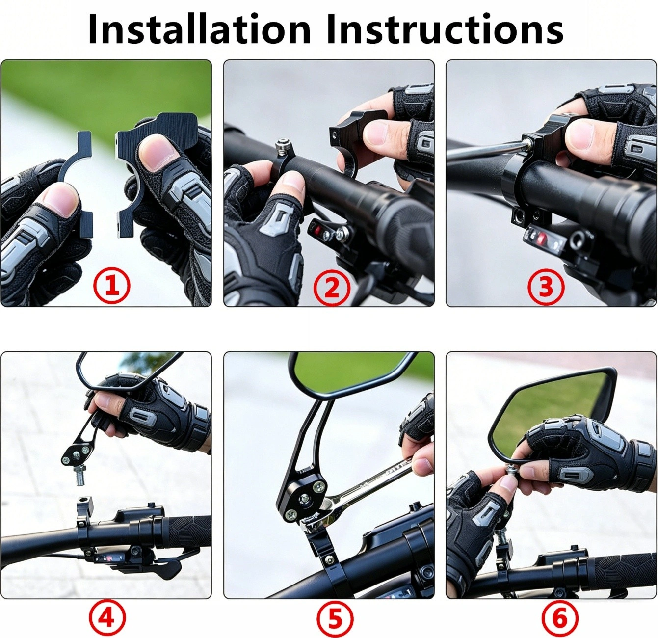 1 Pair Bike Rear View Mirror Rotatable Diamond Handlebar Mirror for MTB Road Cycling Bicycle Glass Lens US Shipping view 3