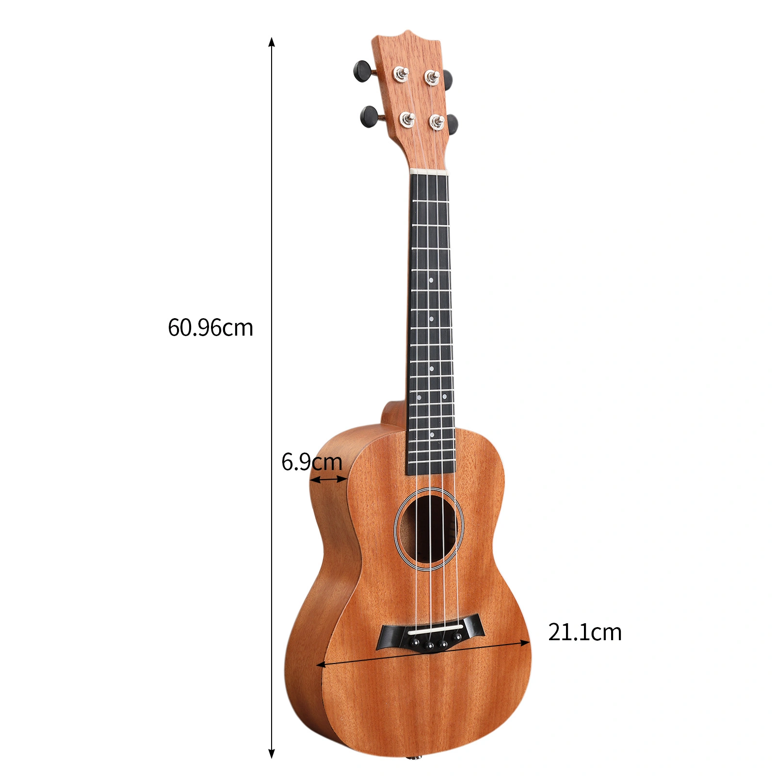 23in mahogany body rosewood fingerboard ukulele, cotton bag, capo, strap, picks*2, tuner,Strings,Dust cloth view 13