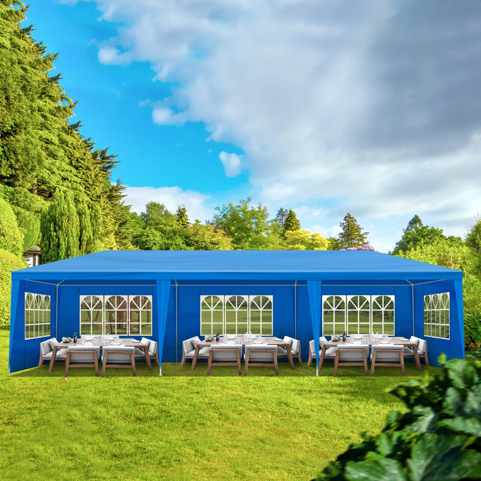 10'x30' Outdoor Party Tent with 8 Removable Sidewalls, Waterproof Canopy Patio Wedding Gazebo, Blue view 16