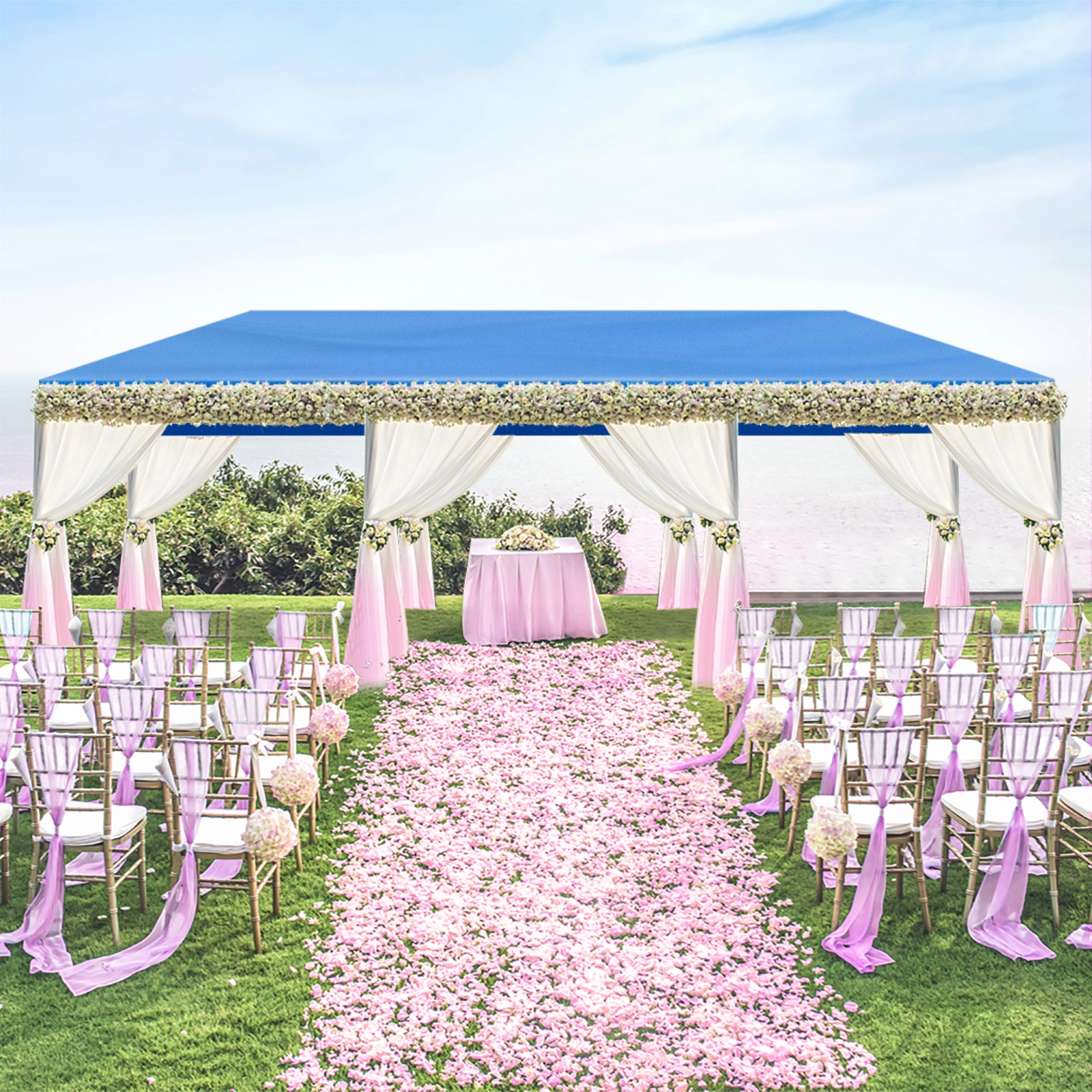 10'x30' Outdoor Party Tent with 8 Removable Sidewalls, Waterproof Canopy Patio Wedding Gazebo, Blue view 18