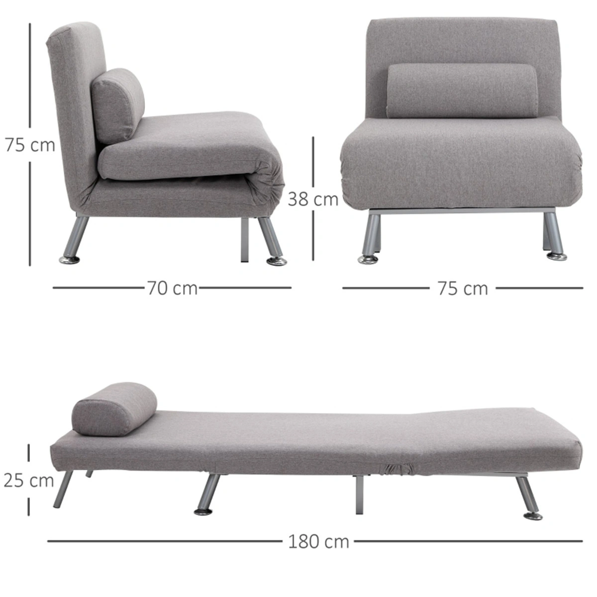 Convertible Sofa Bed Chair, Single Size Futon Couch, Space Saving Sleeper Seat