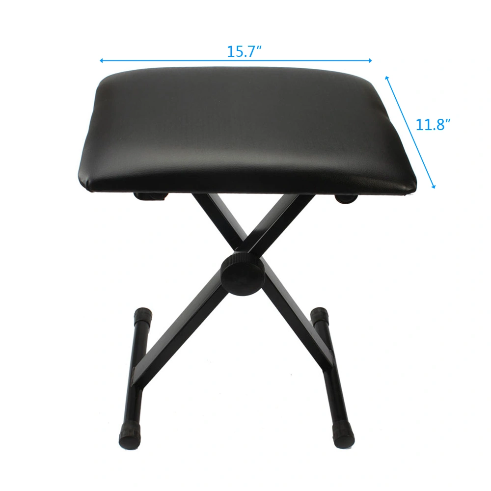 Dual-tube X-Shape Keyboard Stand + Adjustable Folding Piano Bench Stool Seat Black view 11