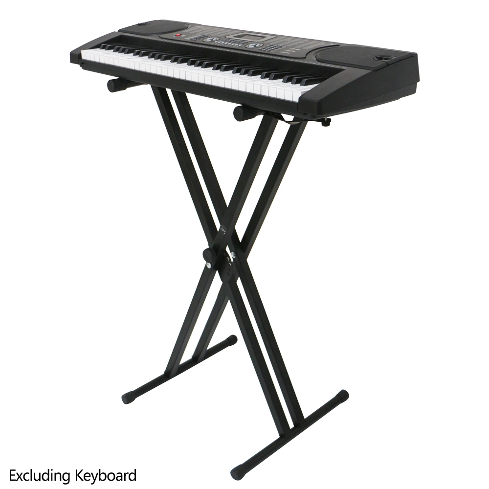 Dual-tube X-Shape Keyboard Stand + Adjustable Folding Piano Bench Stool Seat Black view 12
