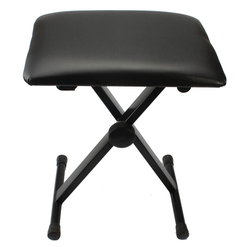 Dual-tube X-Shape Keyboard Stand + Adjustable Folding Piano Bench Stool Seat Black view 3
