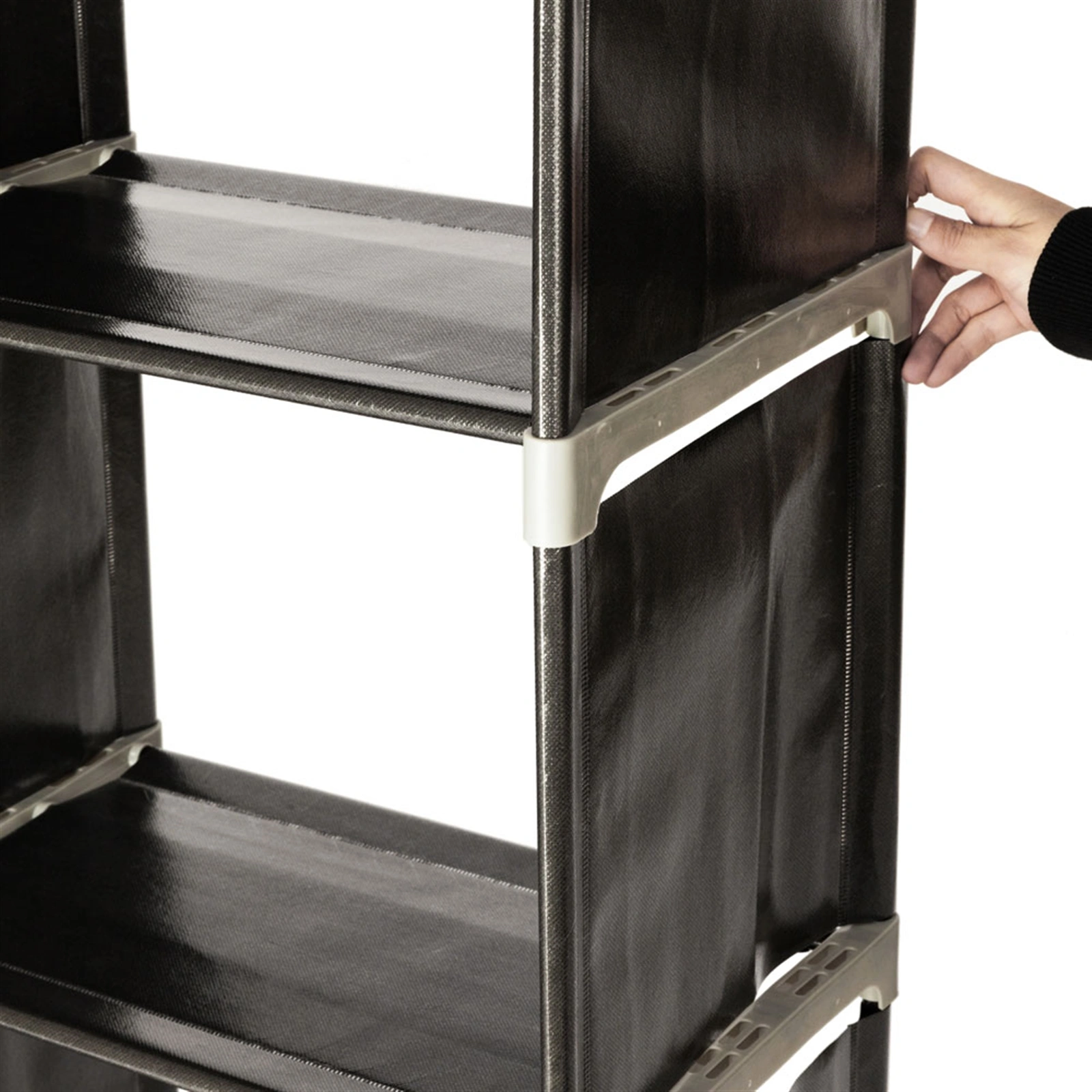 3-Tier 9-Compartment Storage Shelf - Black, Multifunctional Assembled Organizer Rack view 6