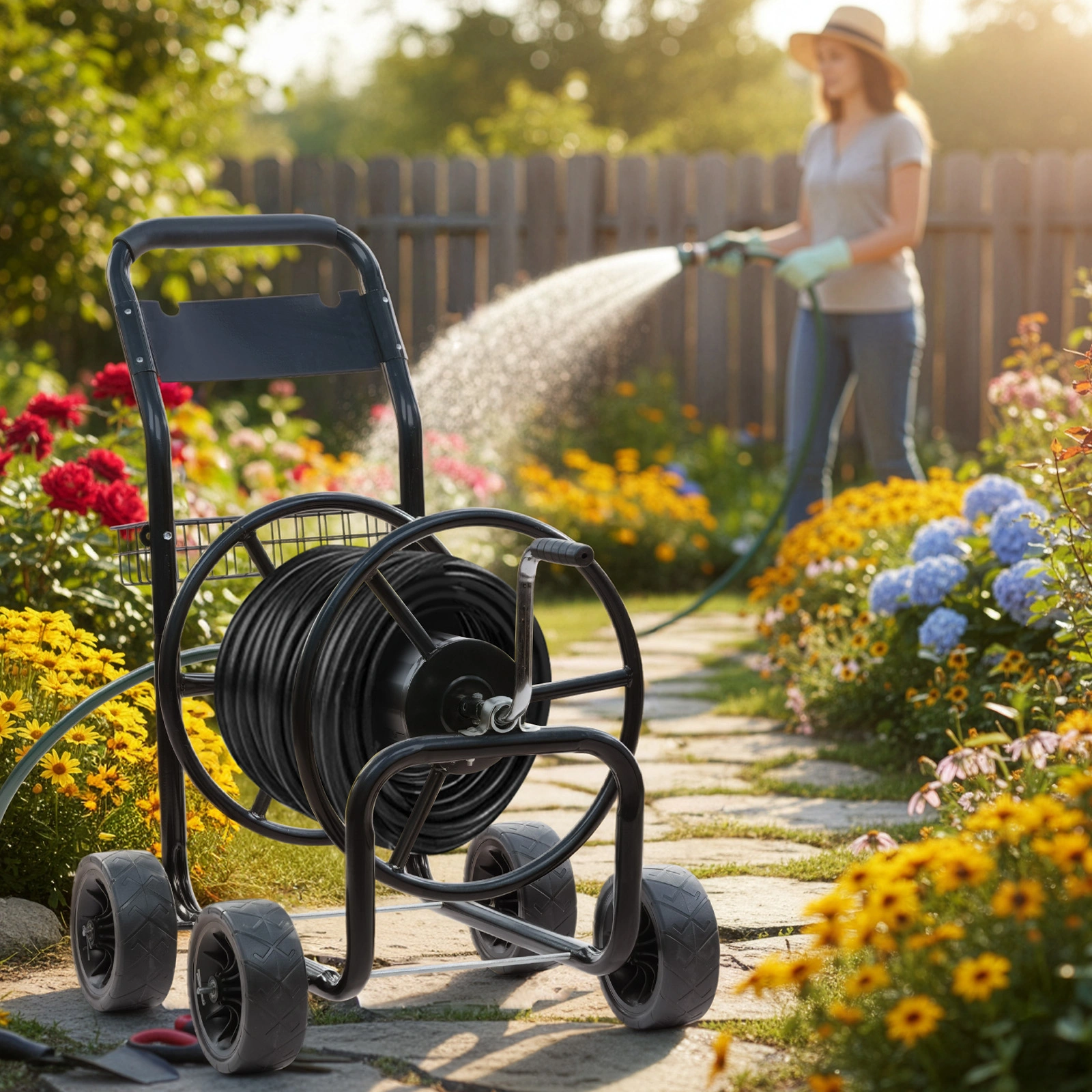 97*53*100cm Black Iron With Green Water Pipe Iron Spokes Water Pipe Truck [Not an inflatable tire] view 12