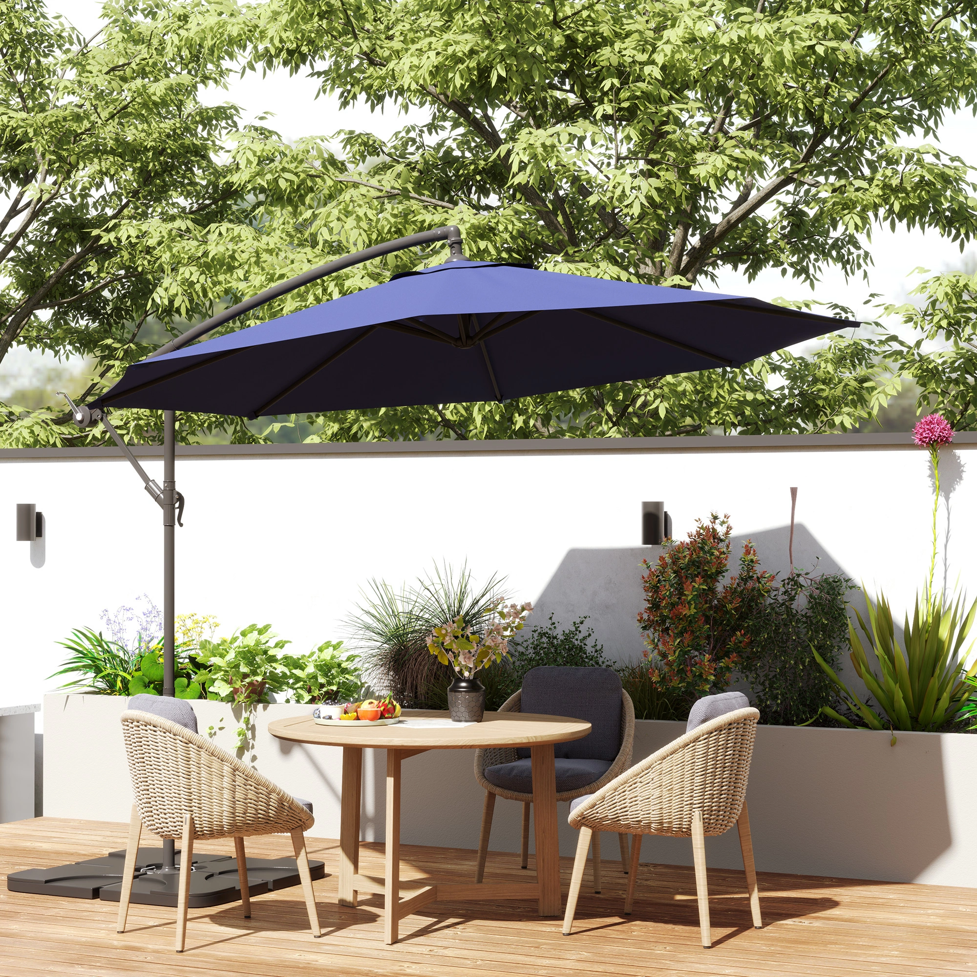 Large Patio Umbrella 9ft Outdoor Beach Umbrella TiltUV Protection Sunshade Canopy for Garden Deck Poolside view 3