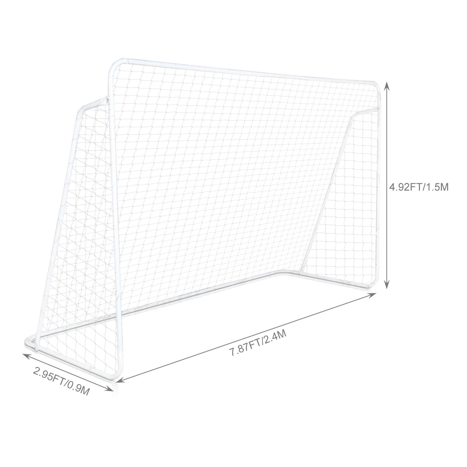 Galvanized Steel Football Goal 240x150x90cm White Pipe Frame view 2