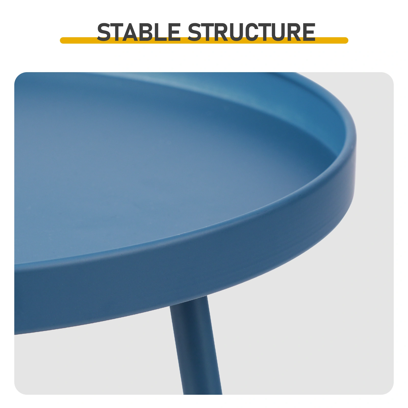 Patio Small Side Table, Round 2 Tier End Table, Metal Round Coffee Table for Indoor Outdoor, Navy Blue view 8