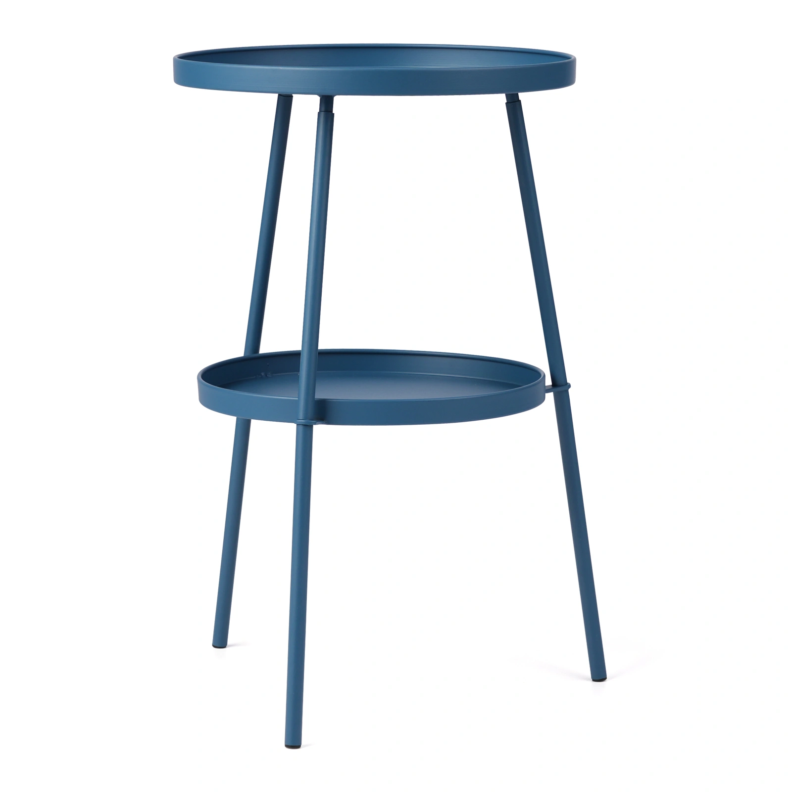 Patio Small Side Table, Round 2 Tier End Table, Metal Round Coffee Table for Indoor Outdoor, Navy Blue view 9