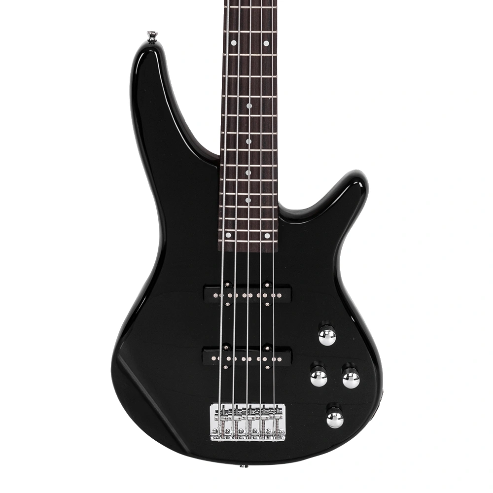 GIB Electric 5 String Bass Guitar Full Size Bag Strap Pick Connector Wrench Tool Black view 10