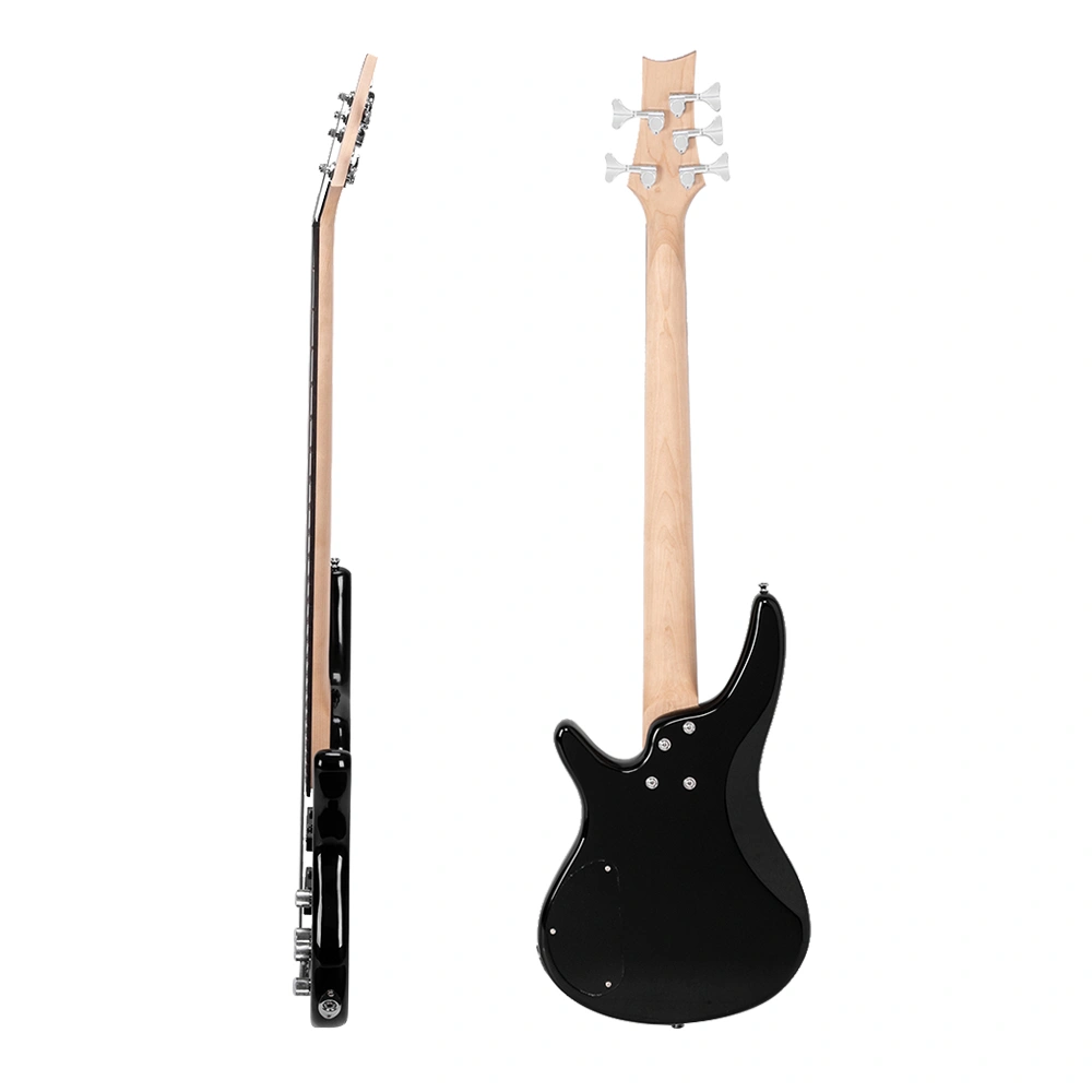 GIB Electric 5 String Bass Guitar Full Size Bag Strap Pick Connector Wrench Tool Black view 12