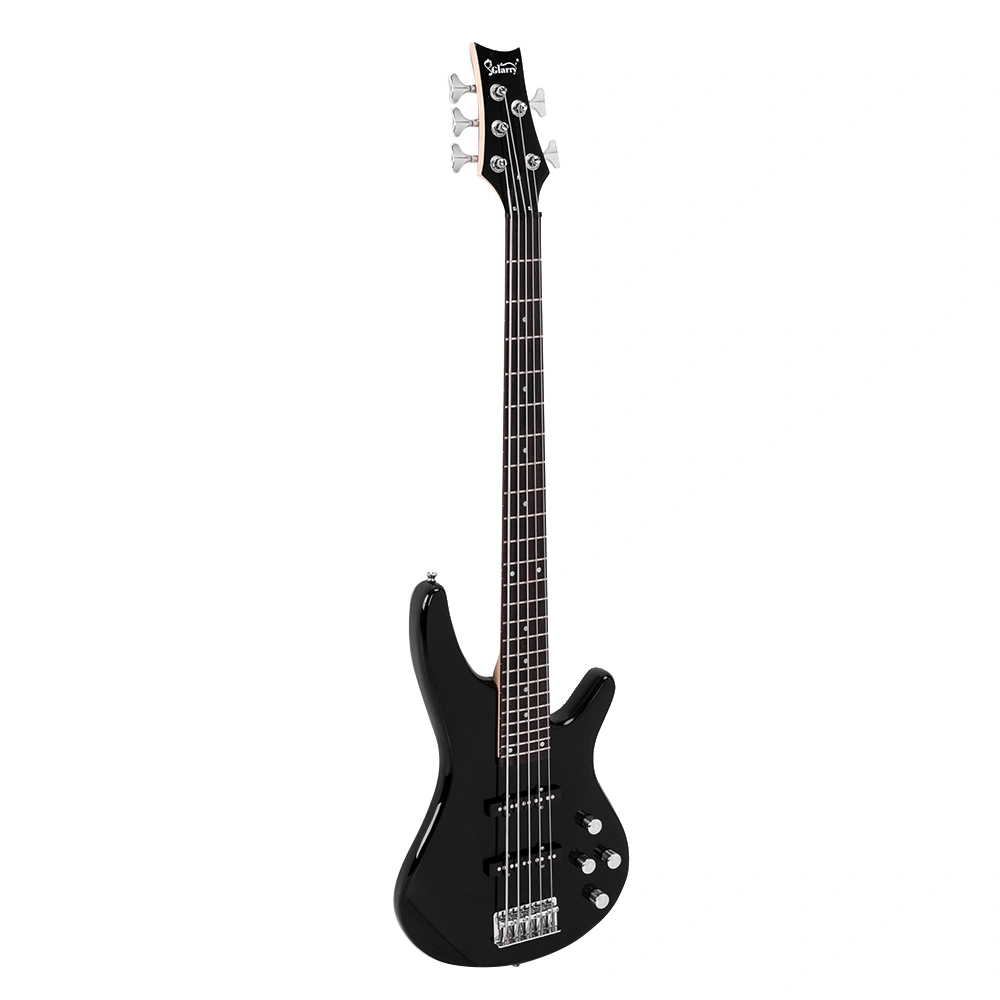 GIB Electric 5 String Bass Guitar Full Size Bag Strap Pick Connector Wrench Tool Black view 6