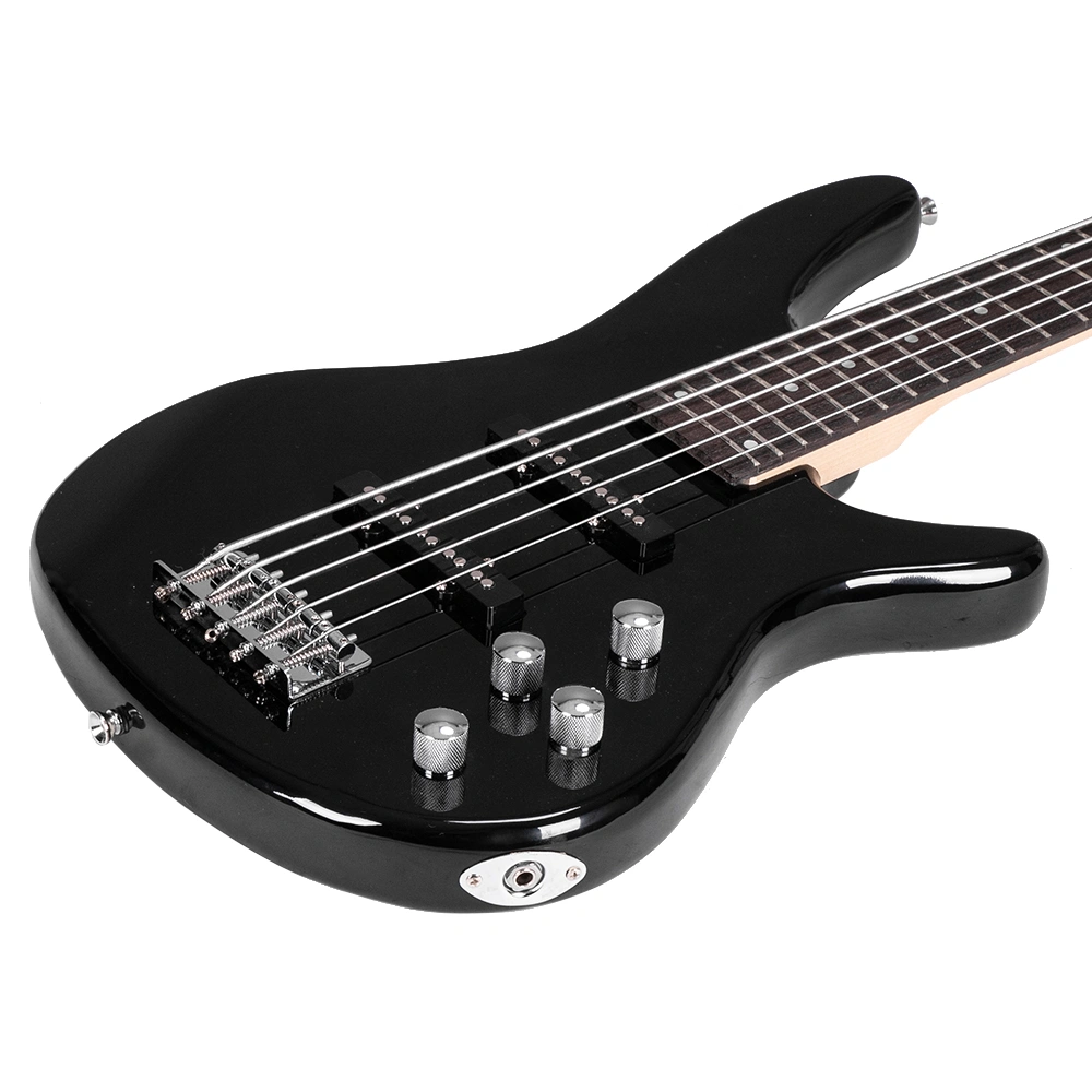 GIB Electric 5 String Bass Guitar Full Size Bag Strap Pick Connector Wrench Tool Black view 7