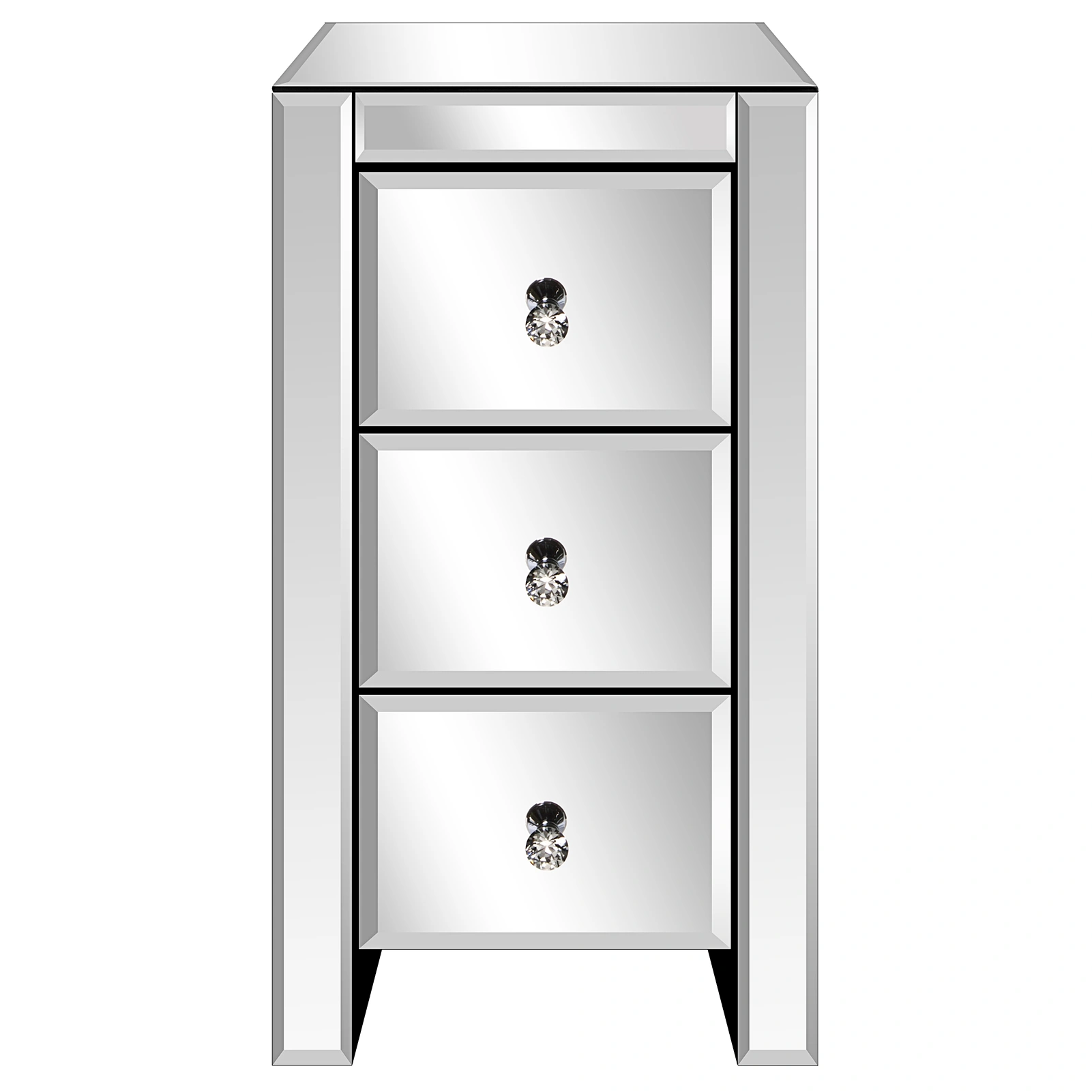 Mirrored Glass Bedside Table with Three Drawers Size S view 22