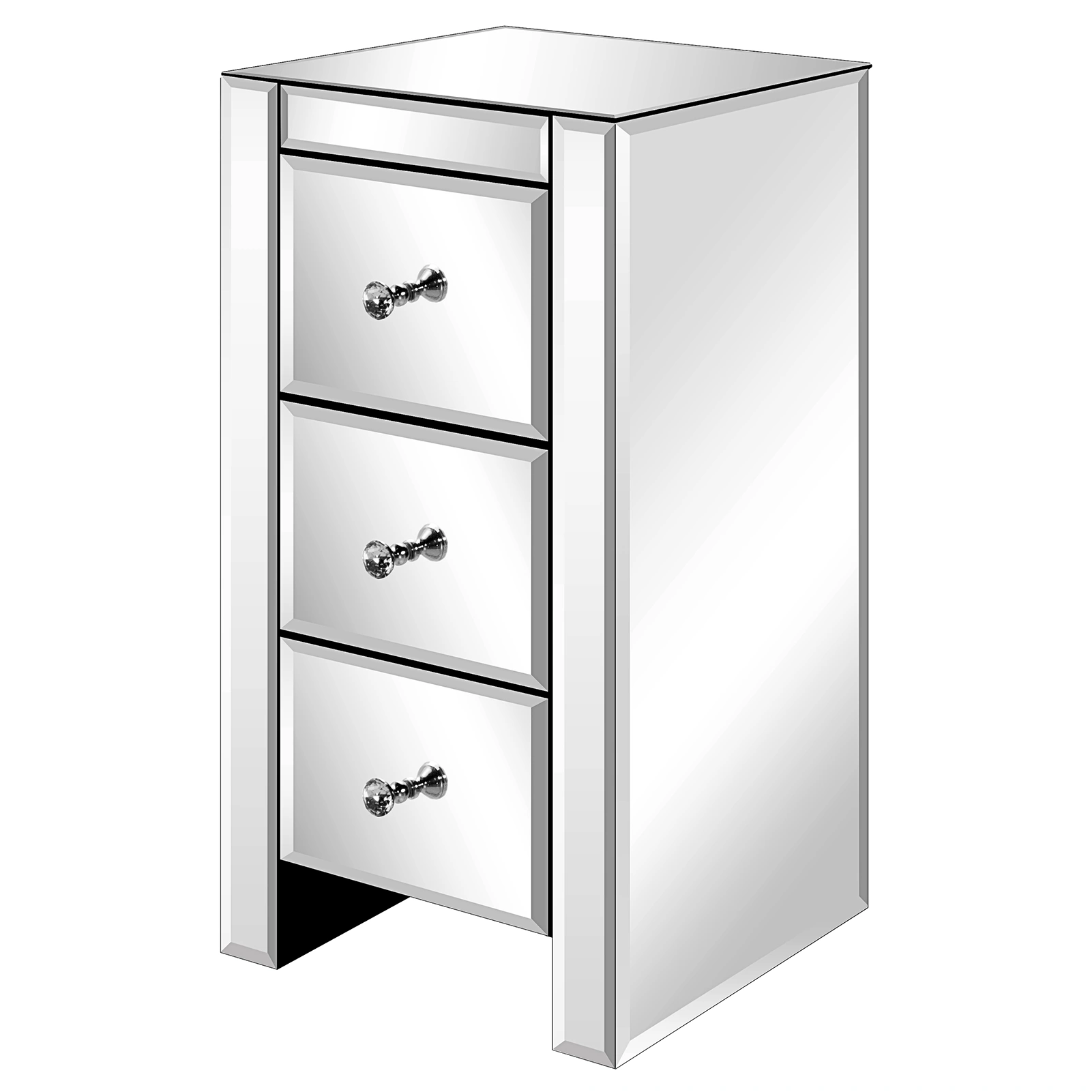 Mirrored Glass Bedside Table with Three Drawers Size S view 23