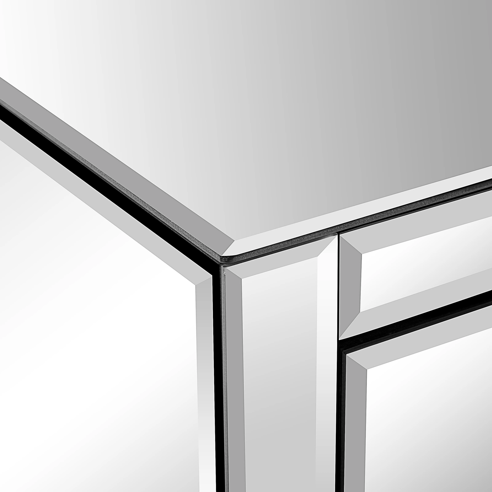 Mirrored Glass Bedside Table with Three Drawers Size S view 30