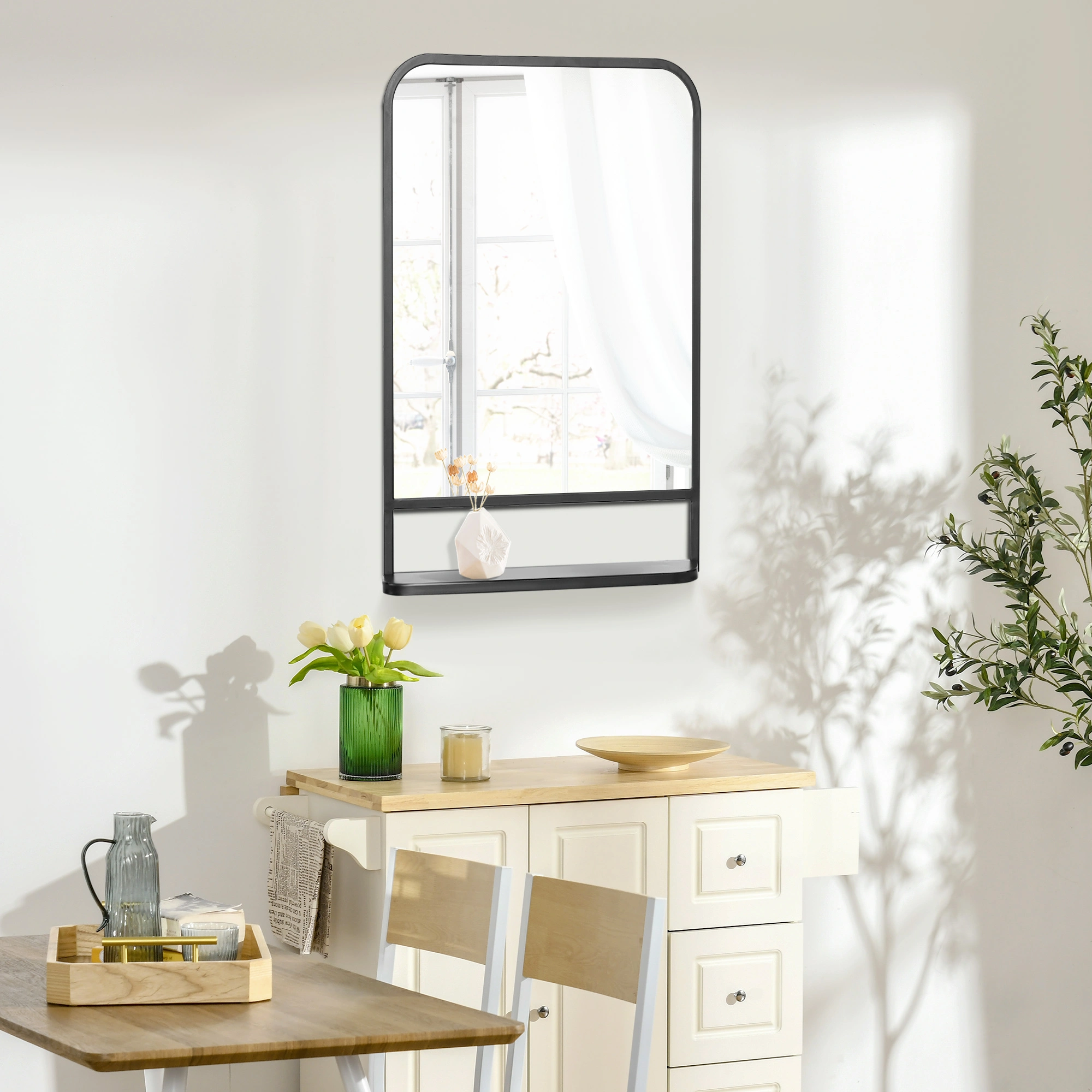 Bathroom Cabinet with Mirror - Wall Mount Storage Vanity Organizer for Bathroom Bedroom Living Room
