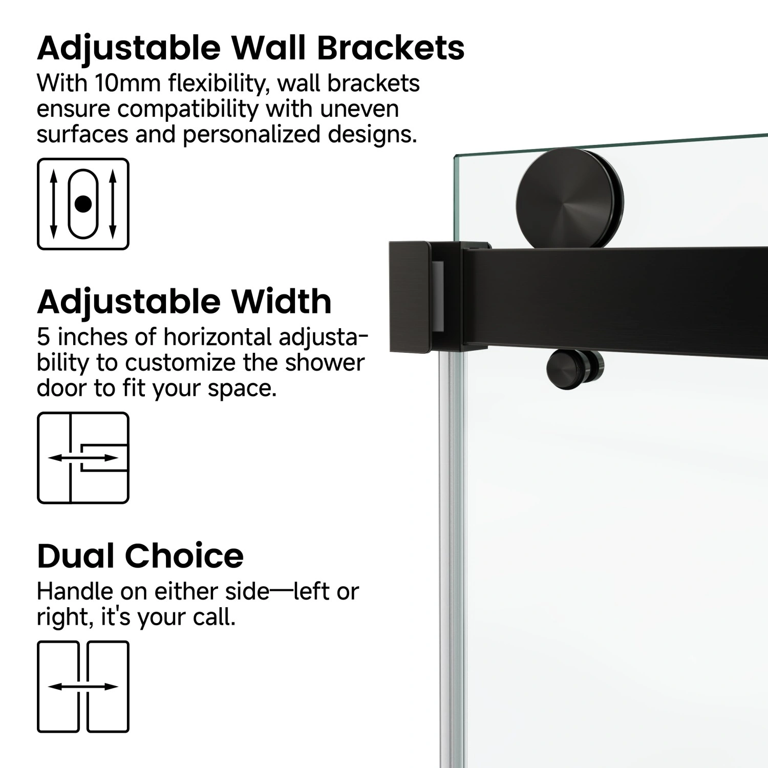 Frameless Double Sliding Shower Door 60x76", 3/8" (10mm) SGCC Tempered Glass, Stainless Steel view 3