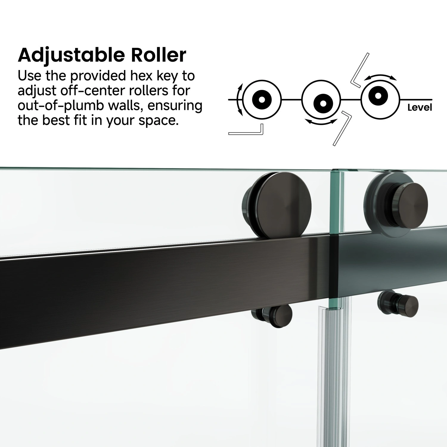 Frameless Double Sliding Shower Door 60x76", 3/8" (10mm) SGCC Tempered Glass, Stainless Steel view 4