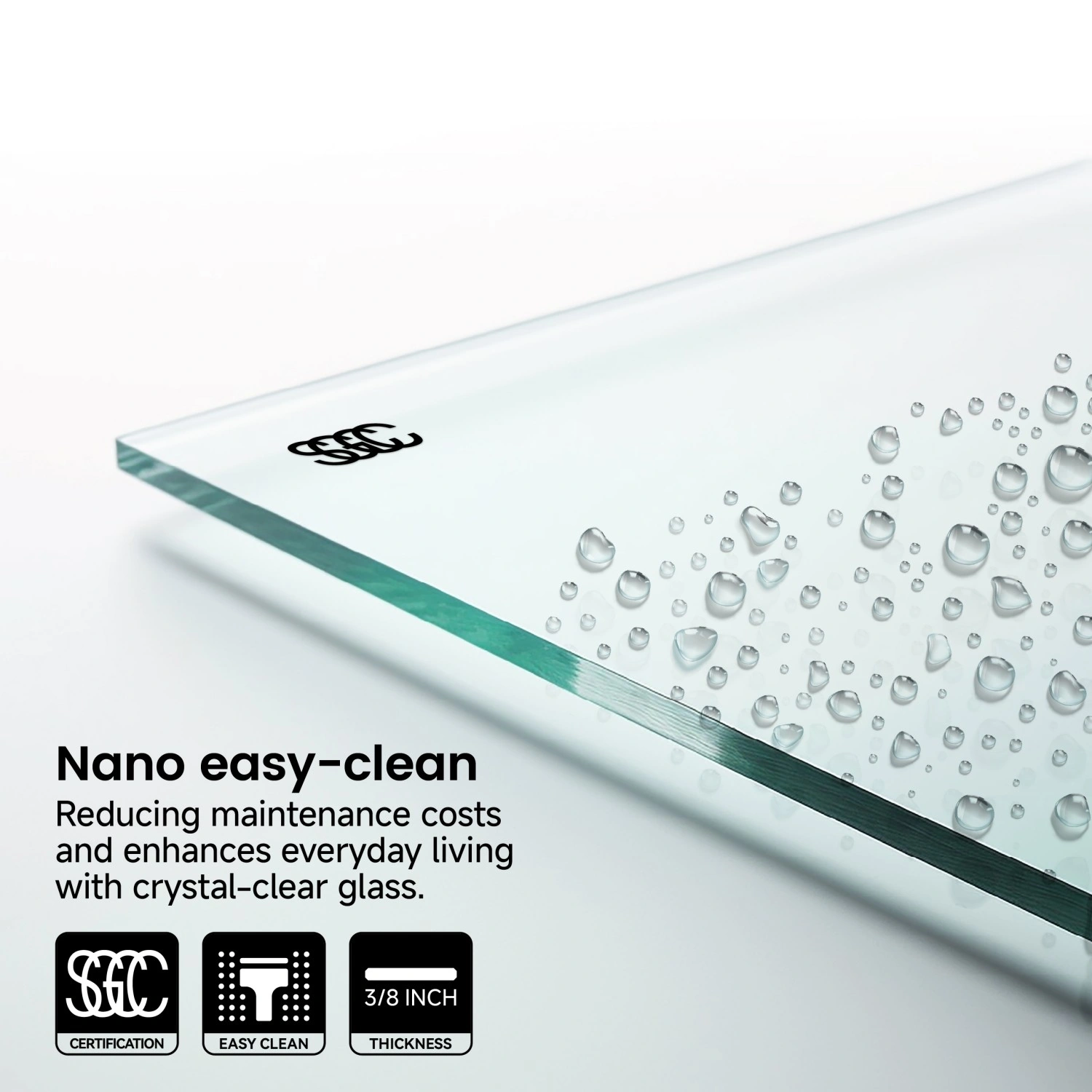 Frameless Double Sliding Shower Door 60x76", 3/8" (10mm) SGCC Tempered Glass, Stainless Steel view 7