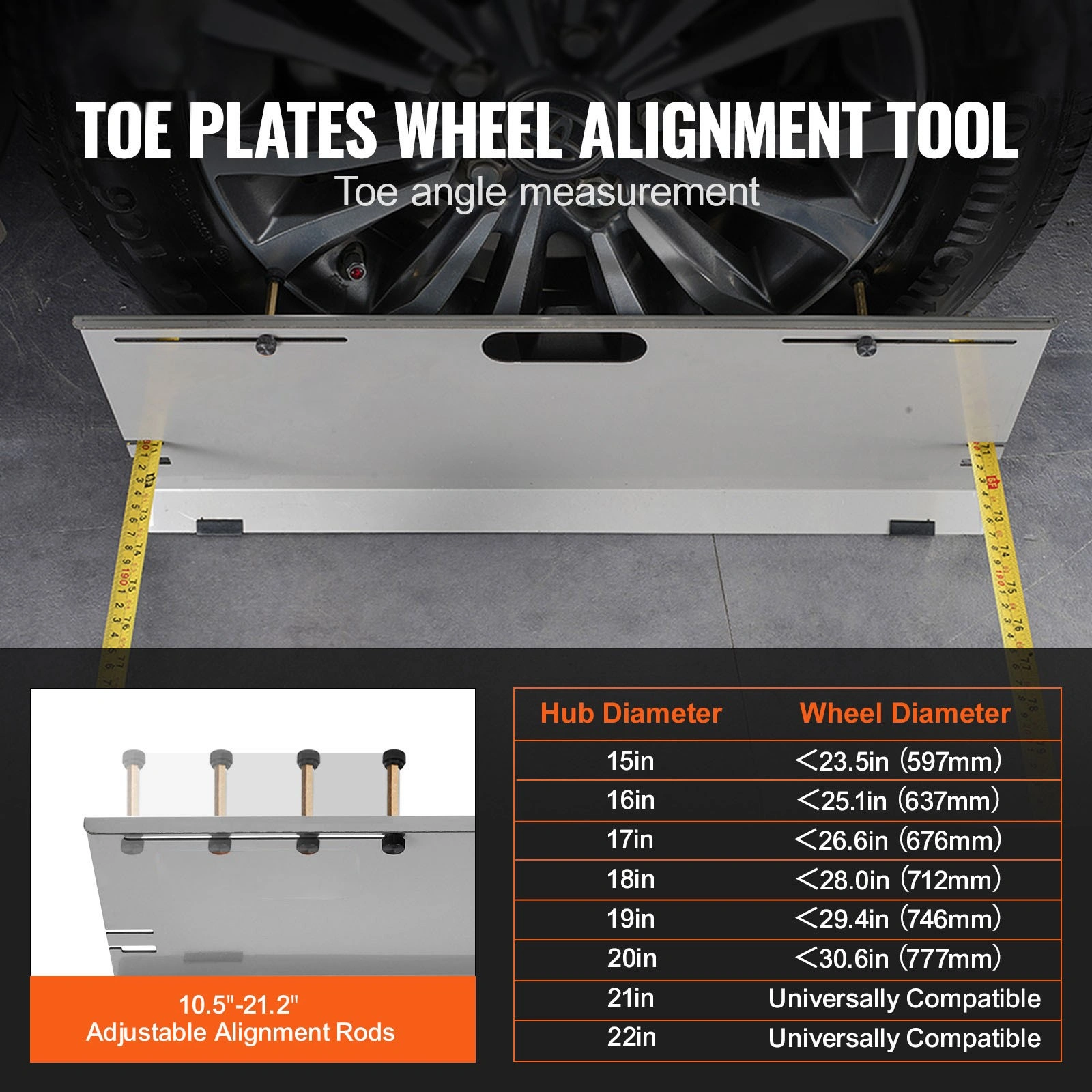 2PCS Wheel Alignment Tool Toe Plates Accurate Measure Tape And Conversion Chart view 3