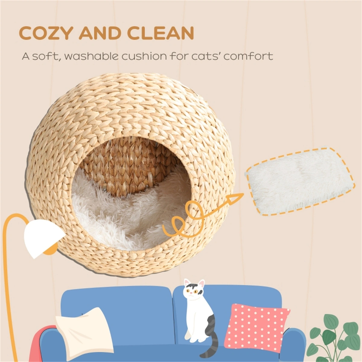 Cat Tree Condo Shelf with Cozy Bed Platform, Multi-Level Cat Tower for Kittens and Small Cats view 5