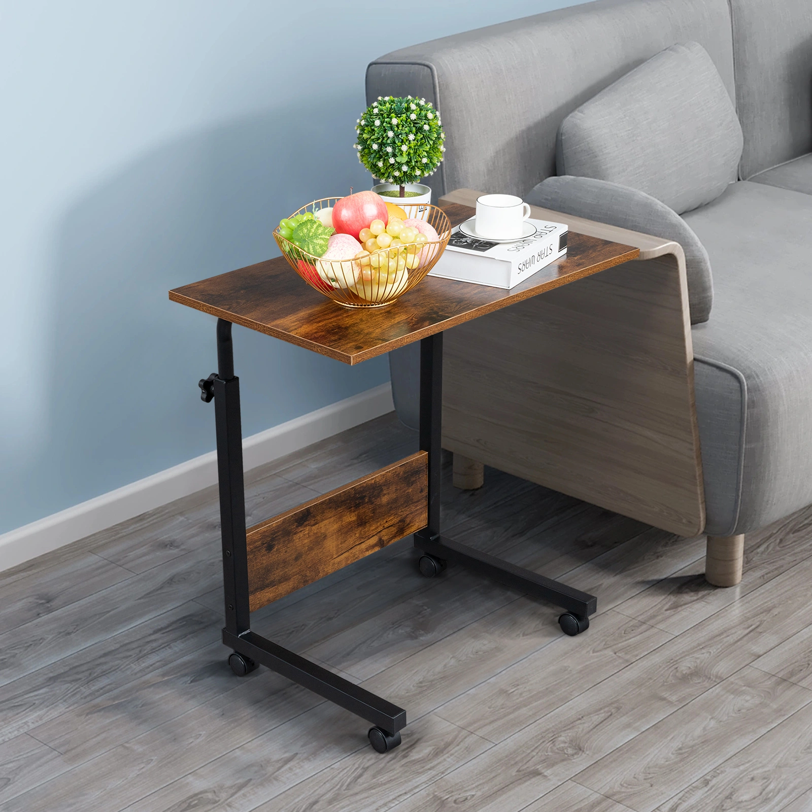 Rolling & Height adjustable P2 15MM Chipboard & Steel Side Table with Baffle view 21