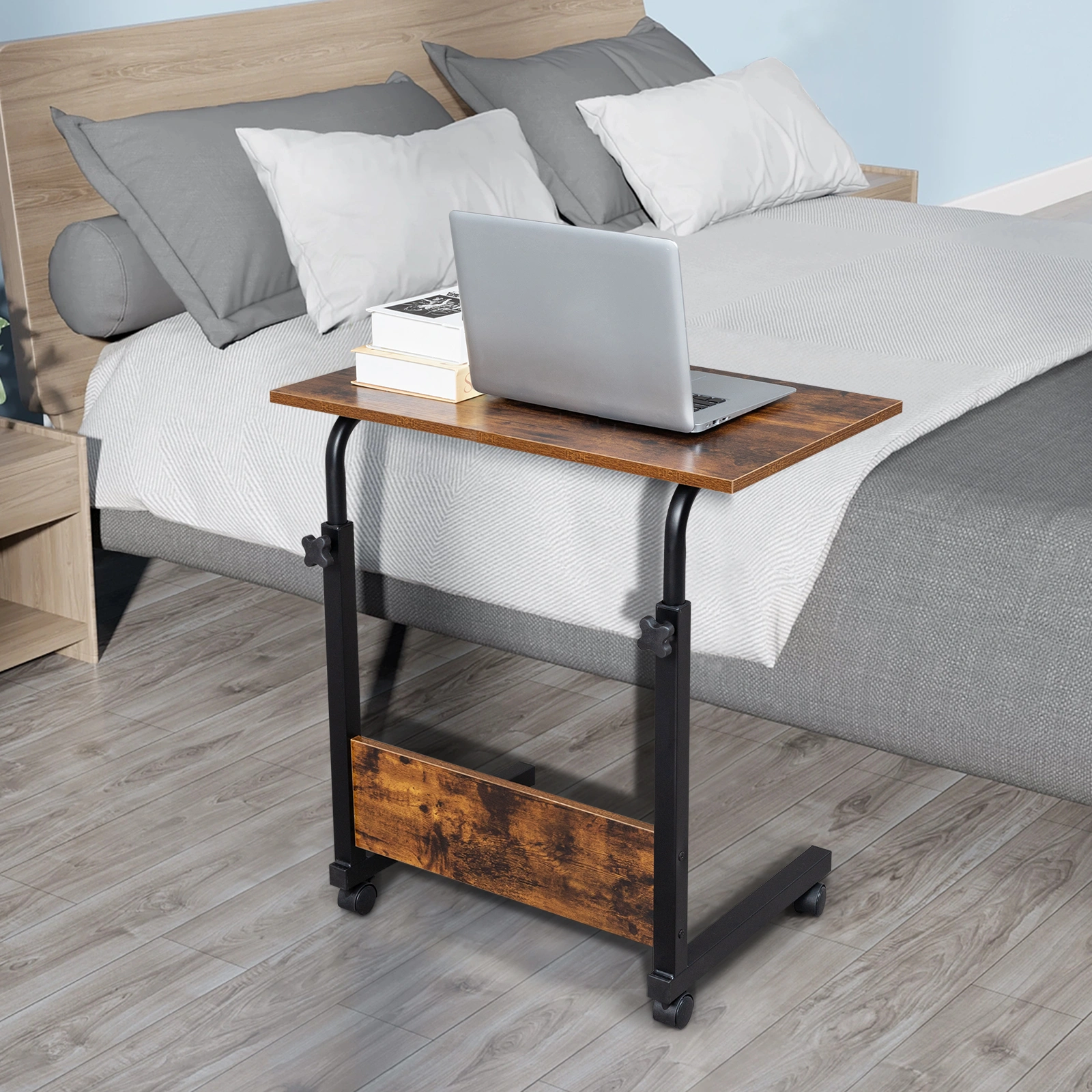 Rolling & Height adjustable P2 15MM Chipboard & Steel Side Table with Baffle view 22