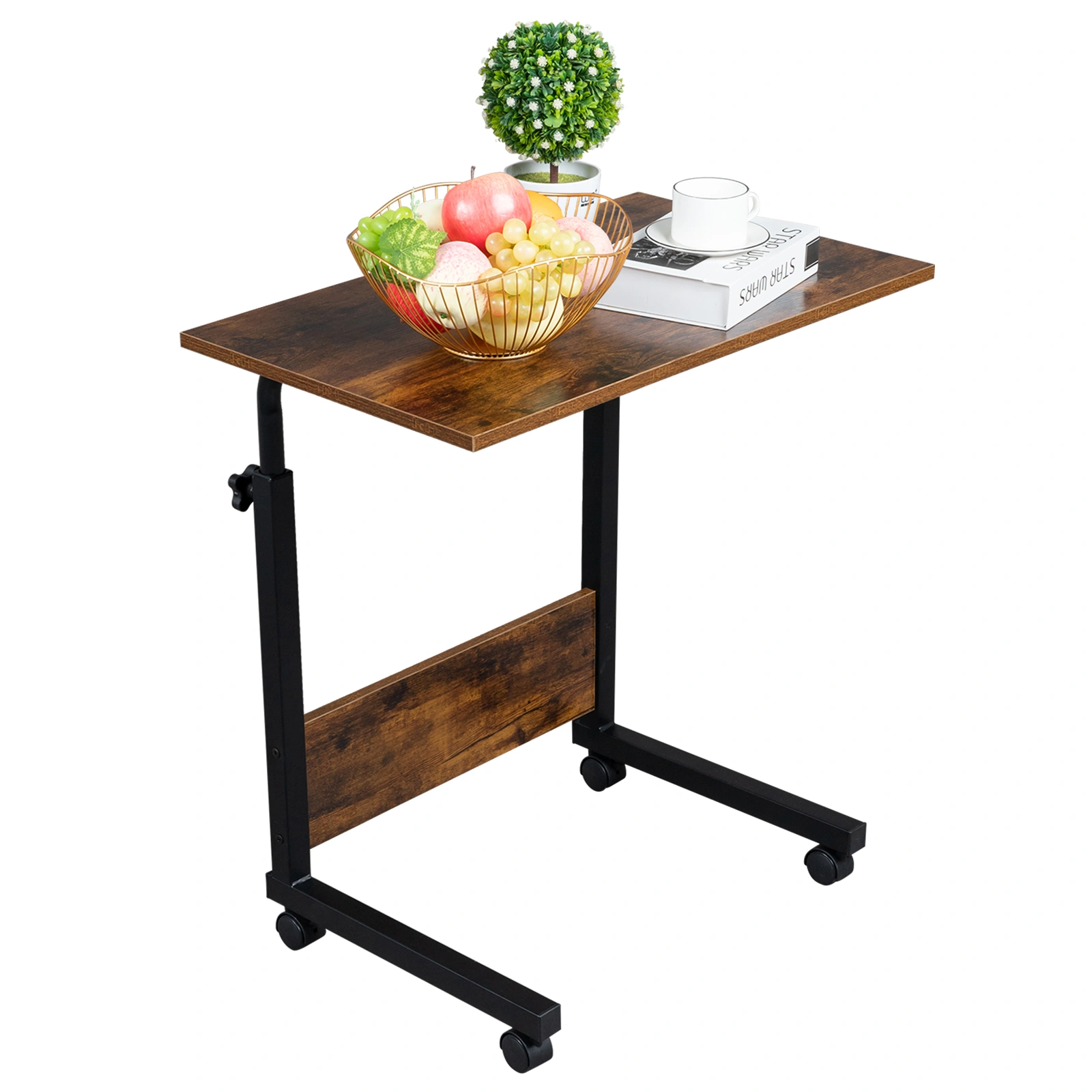 Rolling & Height adjustable P2 15MM Chipboard & Steel Side Table with Baffle view 6