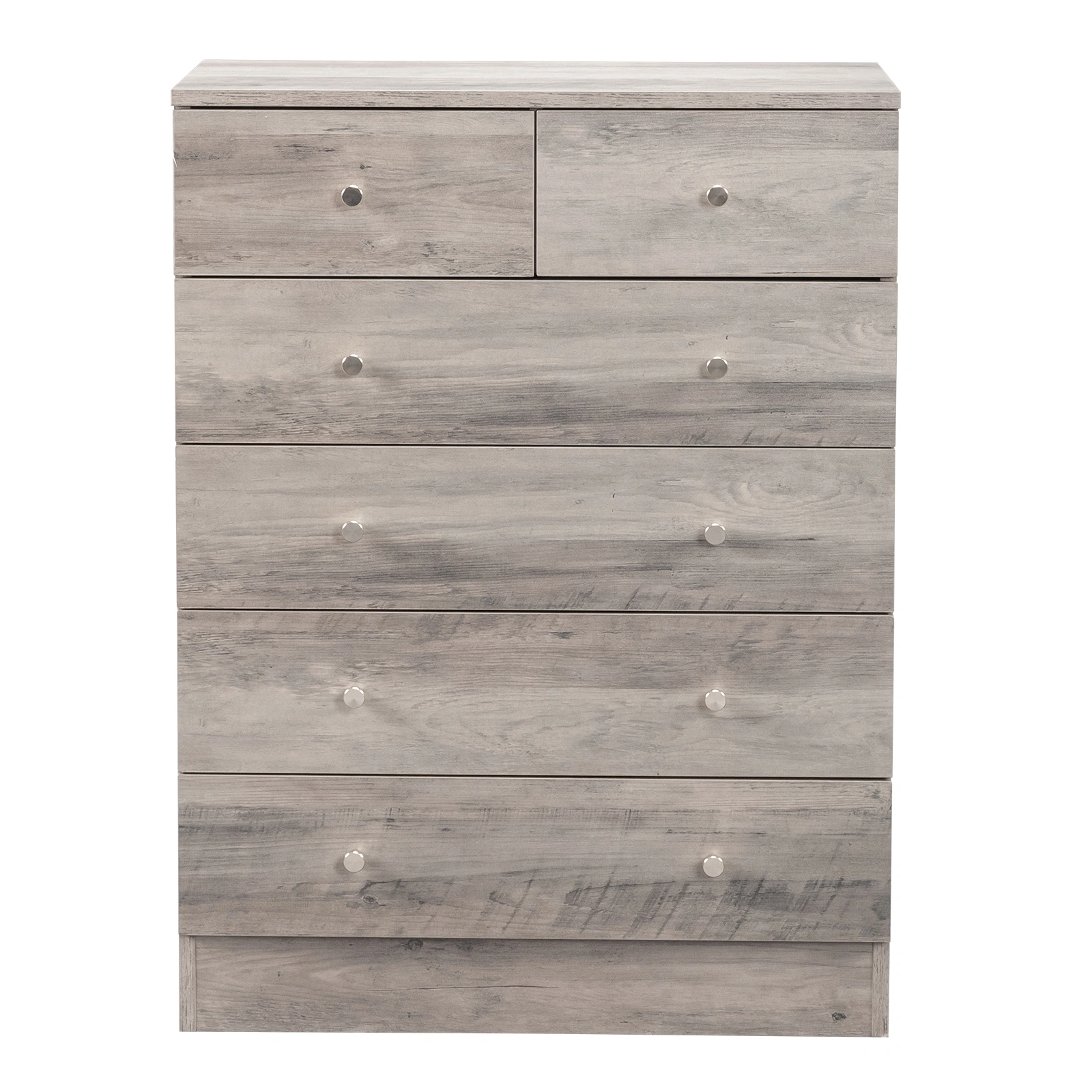 5-Tier Storage Cabinet with 6 Drawers, Gray Dresser with Gold Handles, 25.98"L x 12.99"W x 35.04"H Space-Saving Organizer view 2