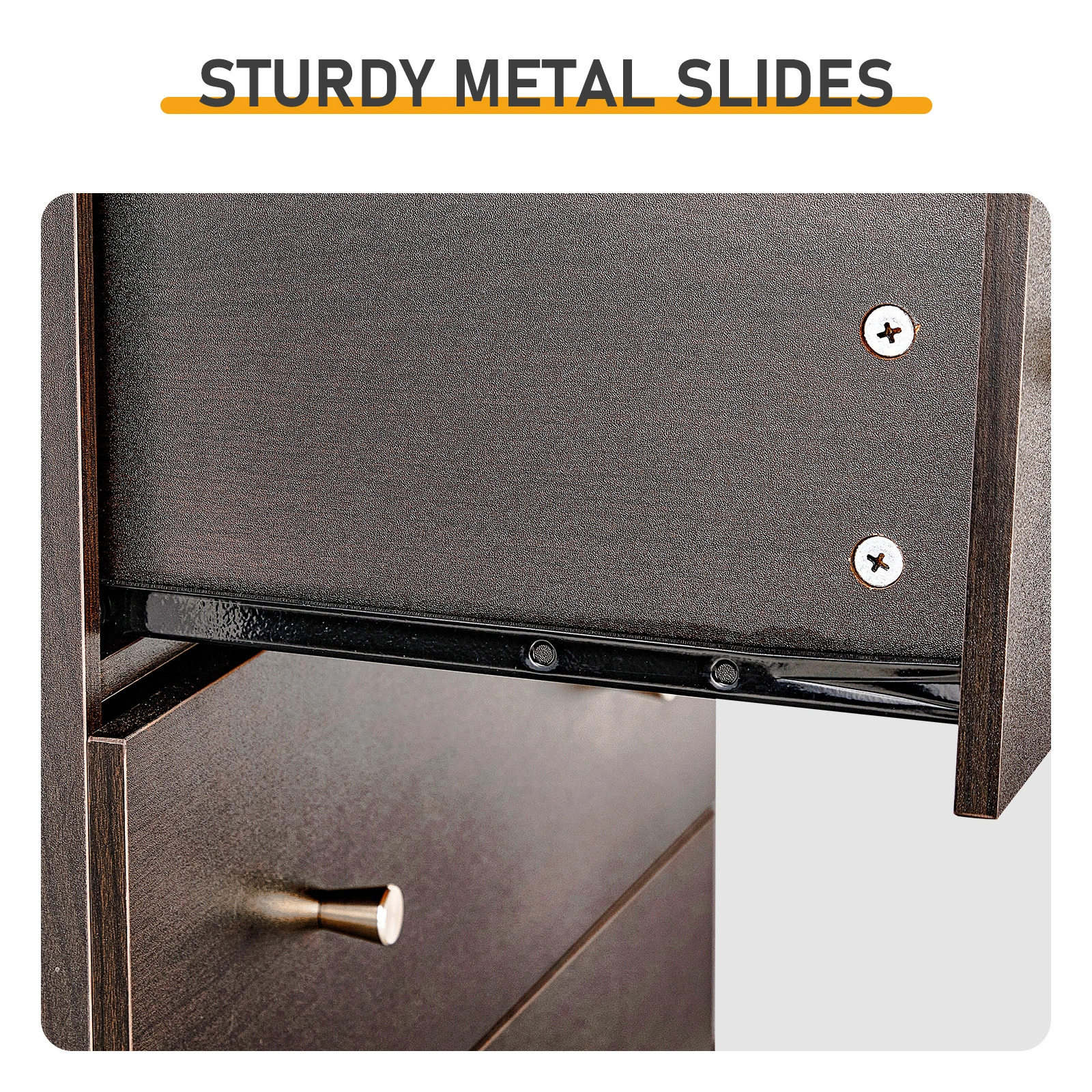 Brown particleboard with melamine laminate finish, 66*40*91cm, 3+2 drawers, chest of drawers with matte gold handles view 9