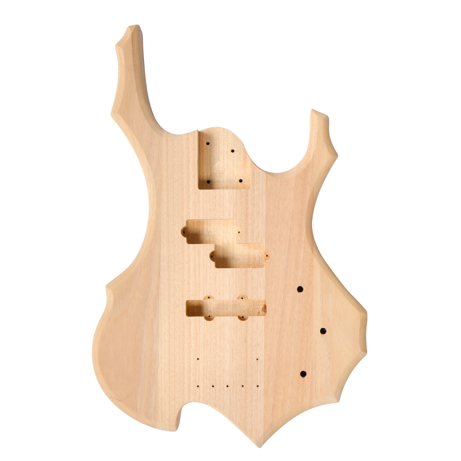 DIY 4 String Flame Shaped Style Electric Bass Guitar Kits with Mahogany Body, Maple Neck and Accessories view 12