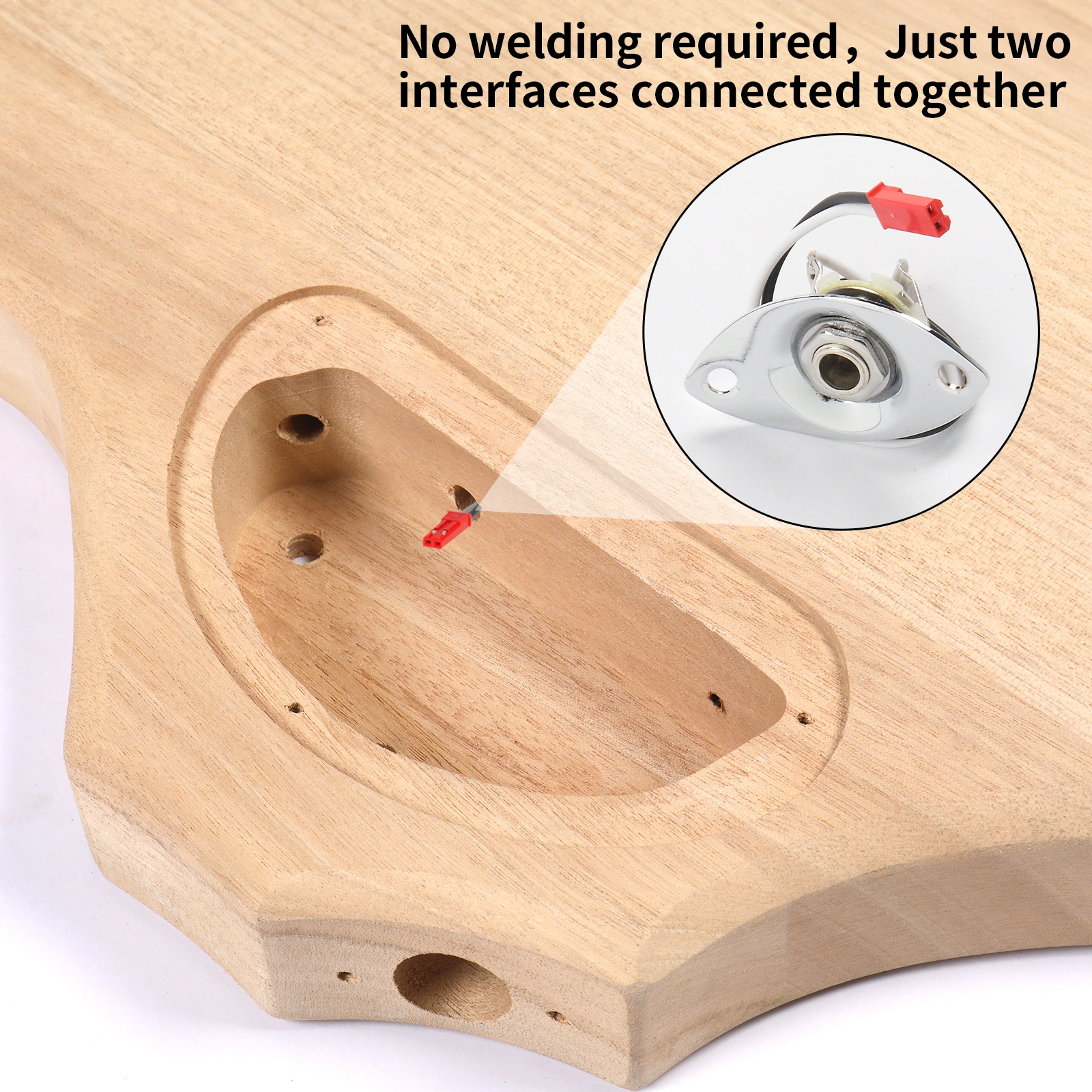 DIY 4 String Flame Shaped Style Electric Bass Guitar Kits with Mahogany Body, Maple Neck and Accessories view 9