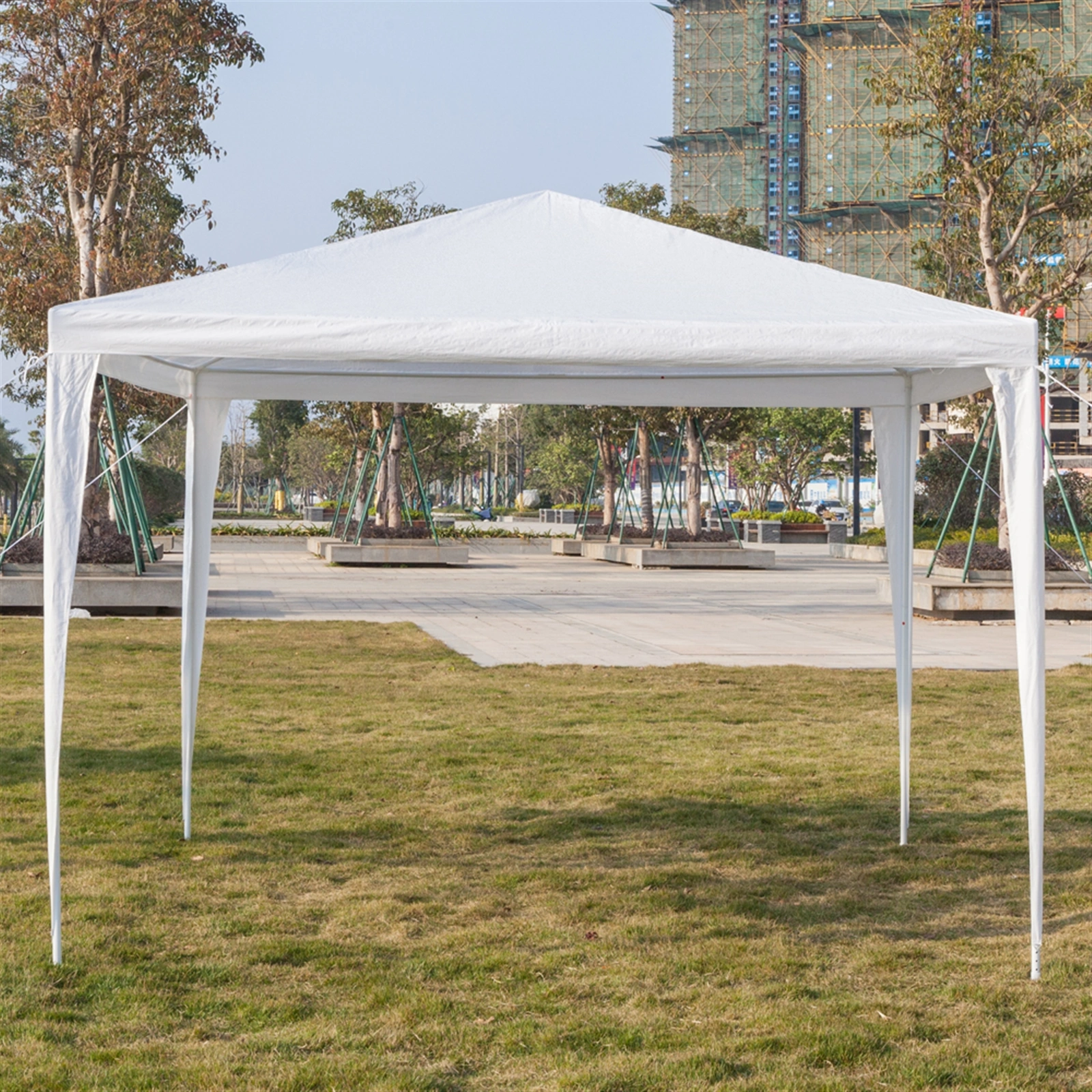 3 x 3m Four Sides Portable Home Use Waterproof Tent with Spiral Tubes White view 10