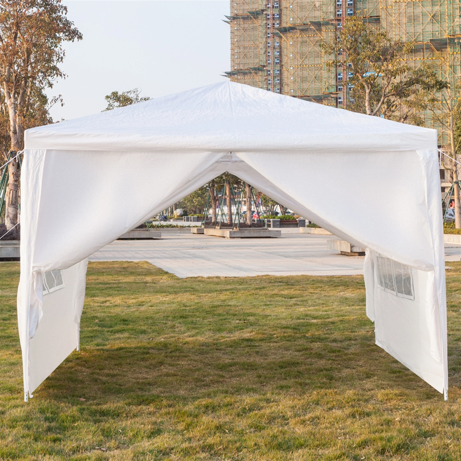 3 x 3m Four Sides Portable Home Use Waterproof Tent with Spiral Tubes White view 11