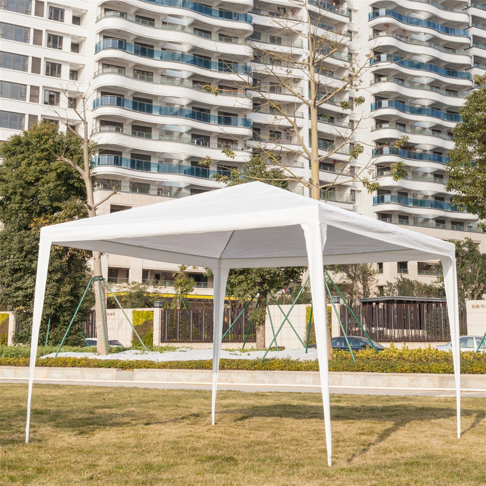 3 x 3m Four Sides Portable Home Use Waterproof Tent with Spiral Tubes White view 12