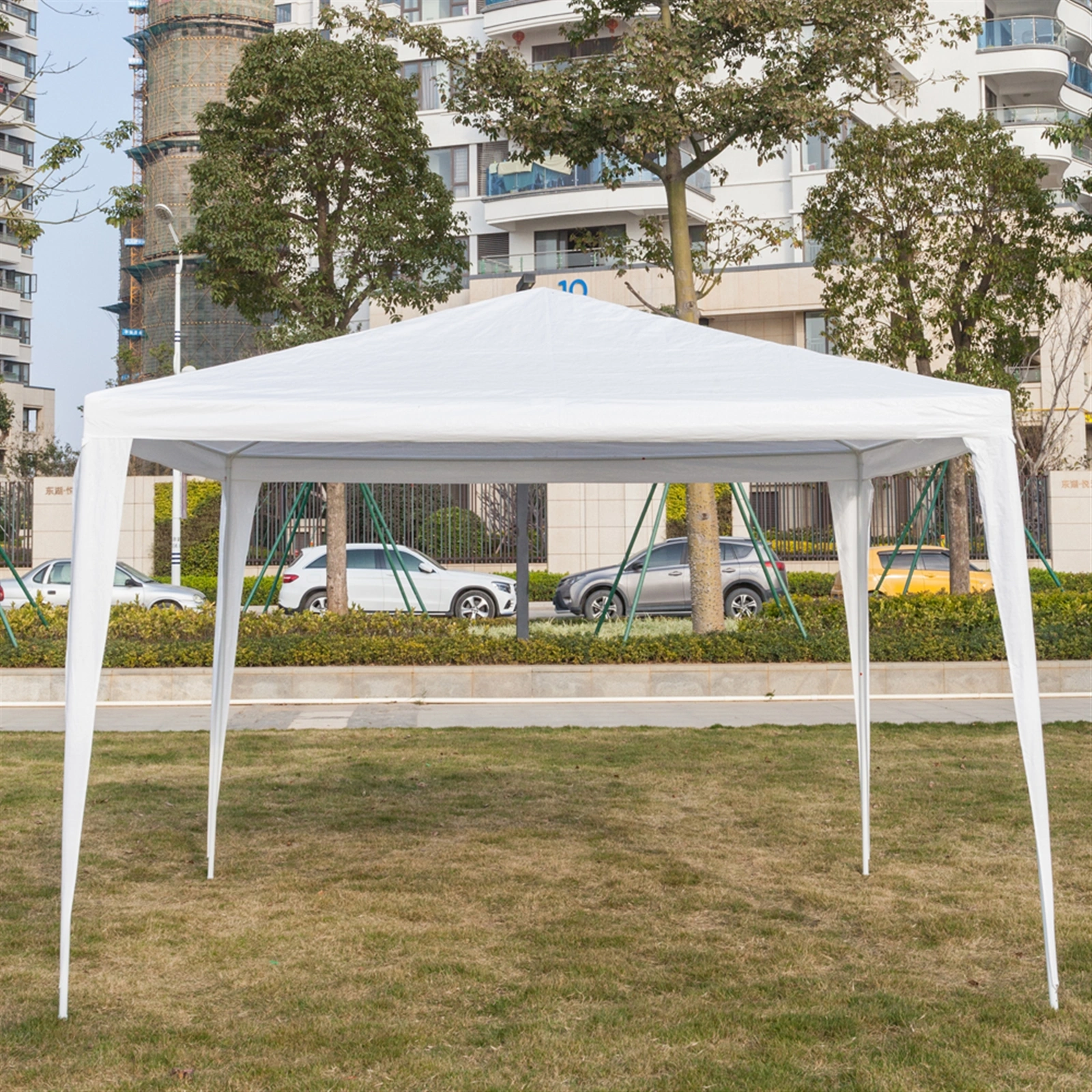 3 x 3m Four Sides Portable Home Use Waterproof Tent with Spiral Tubes White view 16