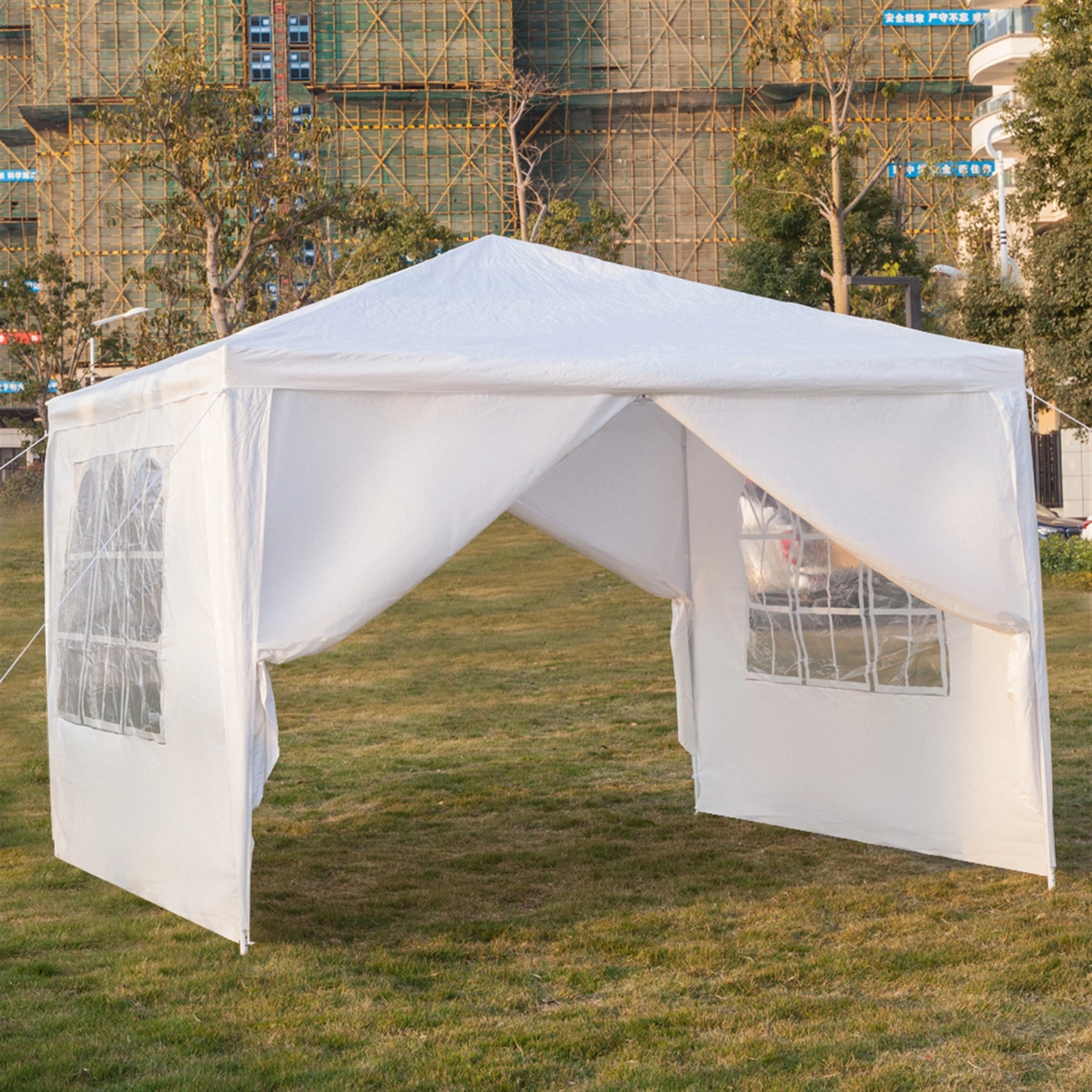 3 x 3m Four Sides Portable Home Use Waterproof Tent with Spiral Tubes White view 22