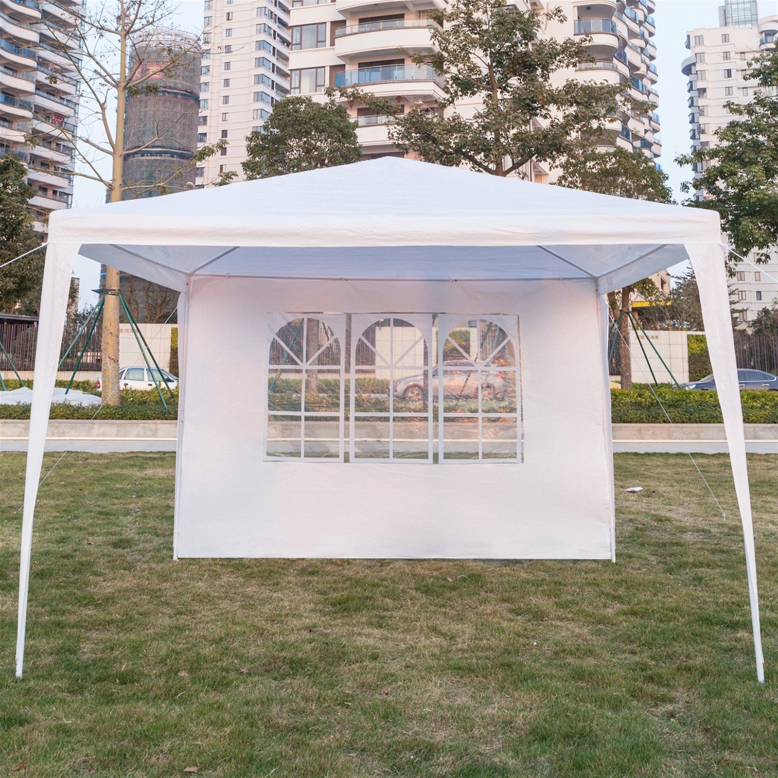 3 x 3m Four Sides Portable Home Use Waterproof Tent with Spiral Tubes White view 24