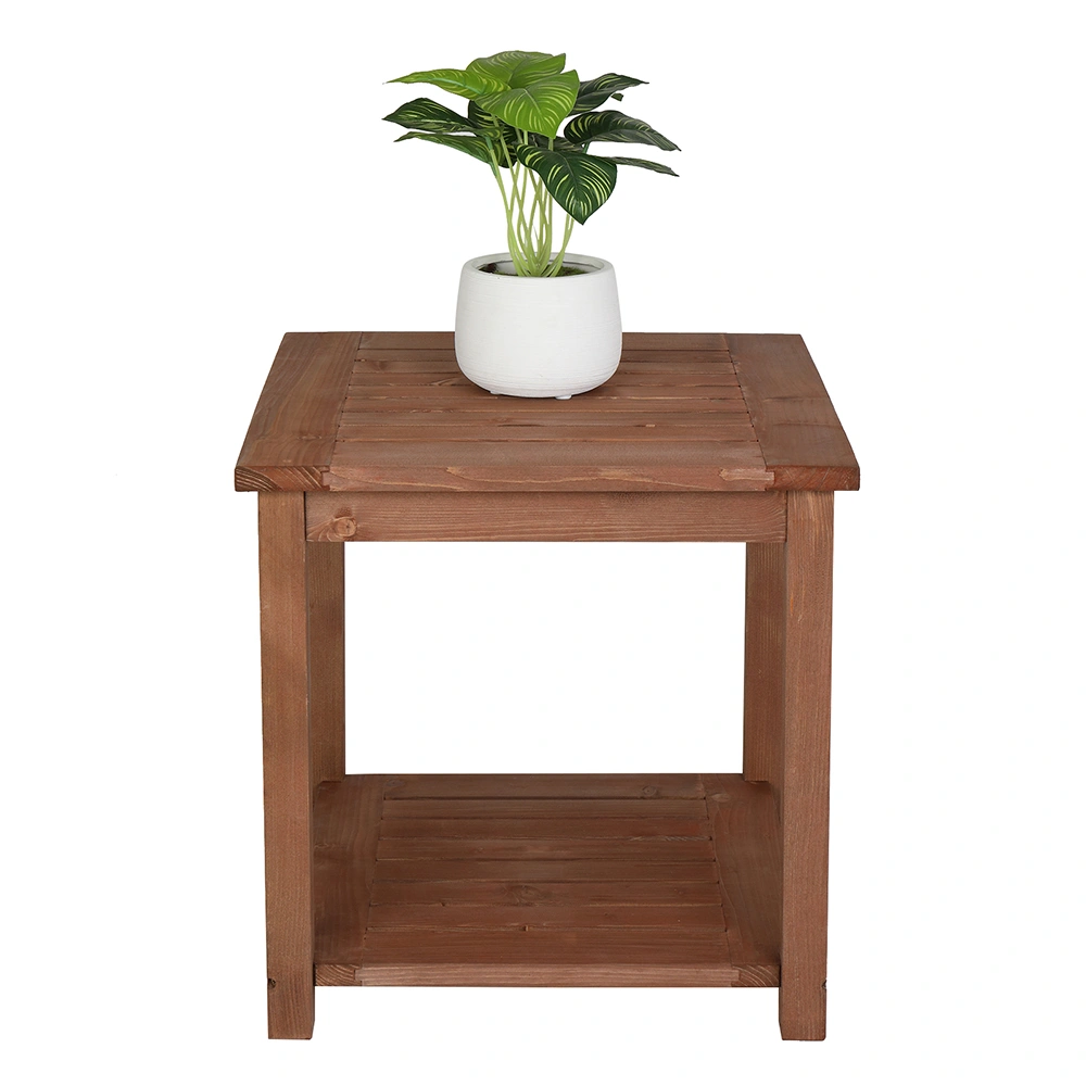 Square Wood Side Table Carbonized Color view 2