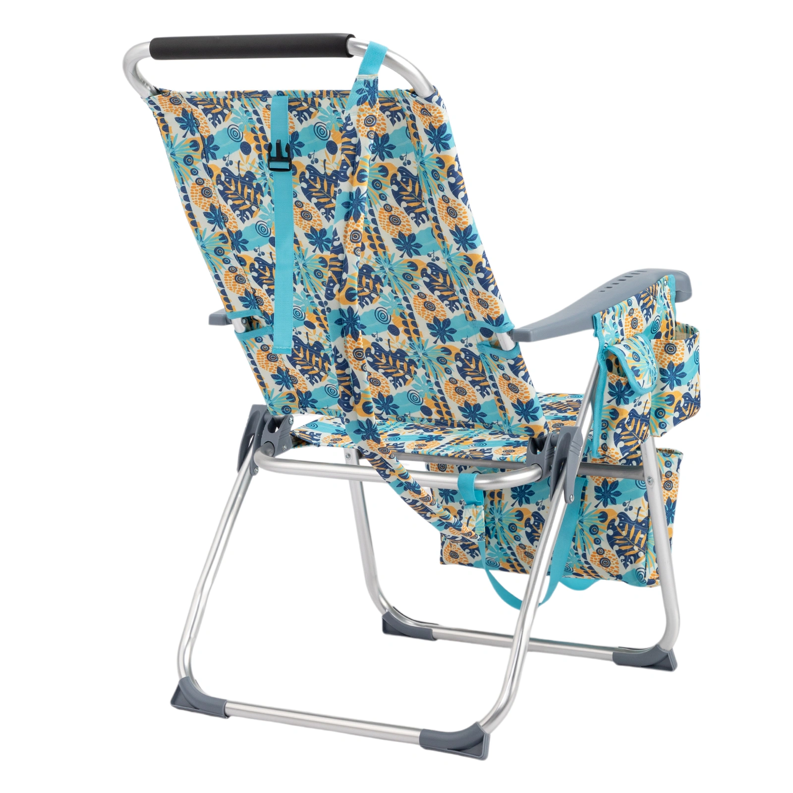 17 Inch Seat Height Beach Chair for Adults, Folding Portable Camping Chair with Headrest, Cup Holder, Side Pocket & Bottom Storage Bag, 7-Position Adjustable Aluminum Beach Chair, Heavy Duty 265 LBS Capacity, Oxford Fabric for Beach, Patio, Pool, Vin view 22