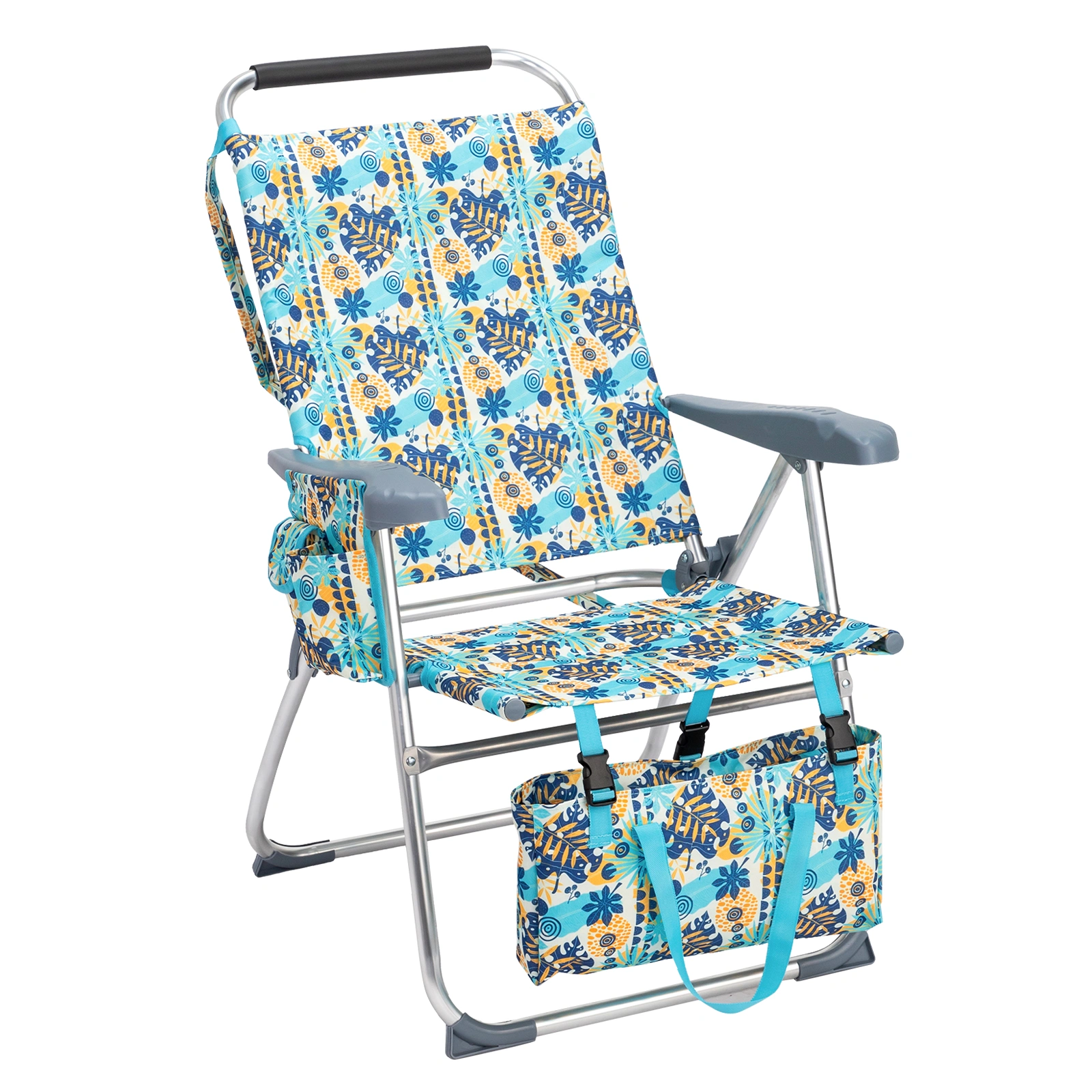 17 Inch Seat Height Beach Chair for Adults, Folding Portable Camping Chair with Headrest, Cup Holder, Side Pocket & Bottom Storage Bag, 7-Position Adjustable Aluminum Beach Chair, Heavy Duty 265 LBS Capacity, Oxford Fabric for Beach, Patio, Pool, Vin view 23
