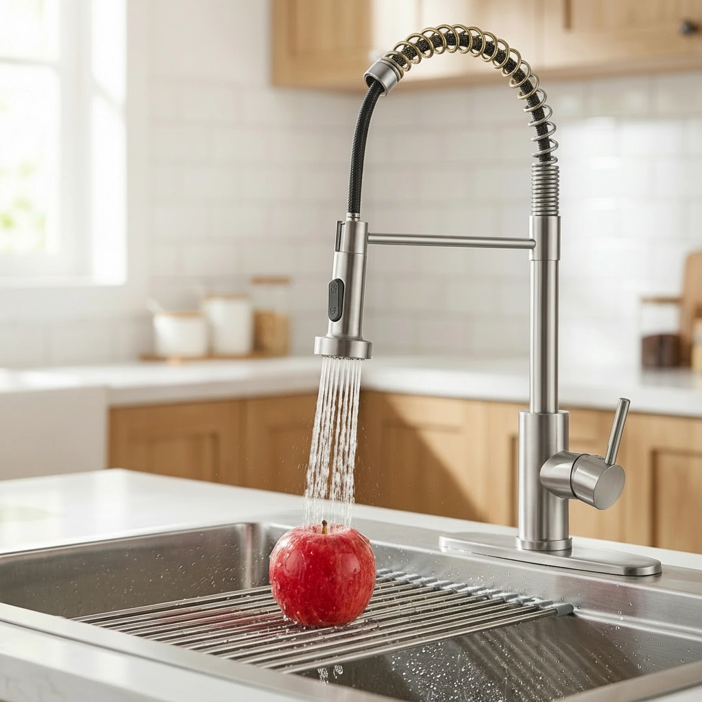 Industrial Kitchen Faucet with Pull Down Sprayer, 1-Handle Single or 3-Hole Mount, for Farmhouse Camper Laundry RV Wet Bar Sink view 5