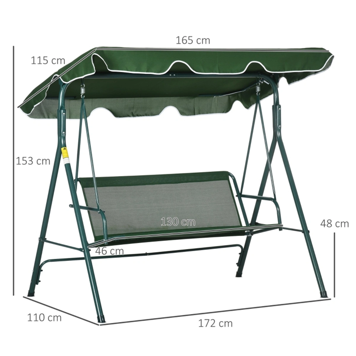 3-Seat Outdoor Patio Swing Chair with Canopy, Garden Wicker Hanging Chair with Cushions - Green view 2