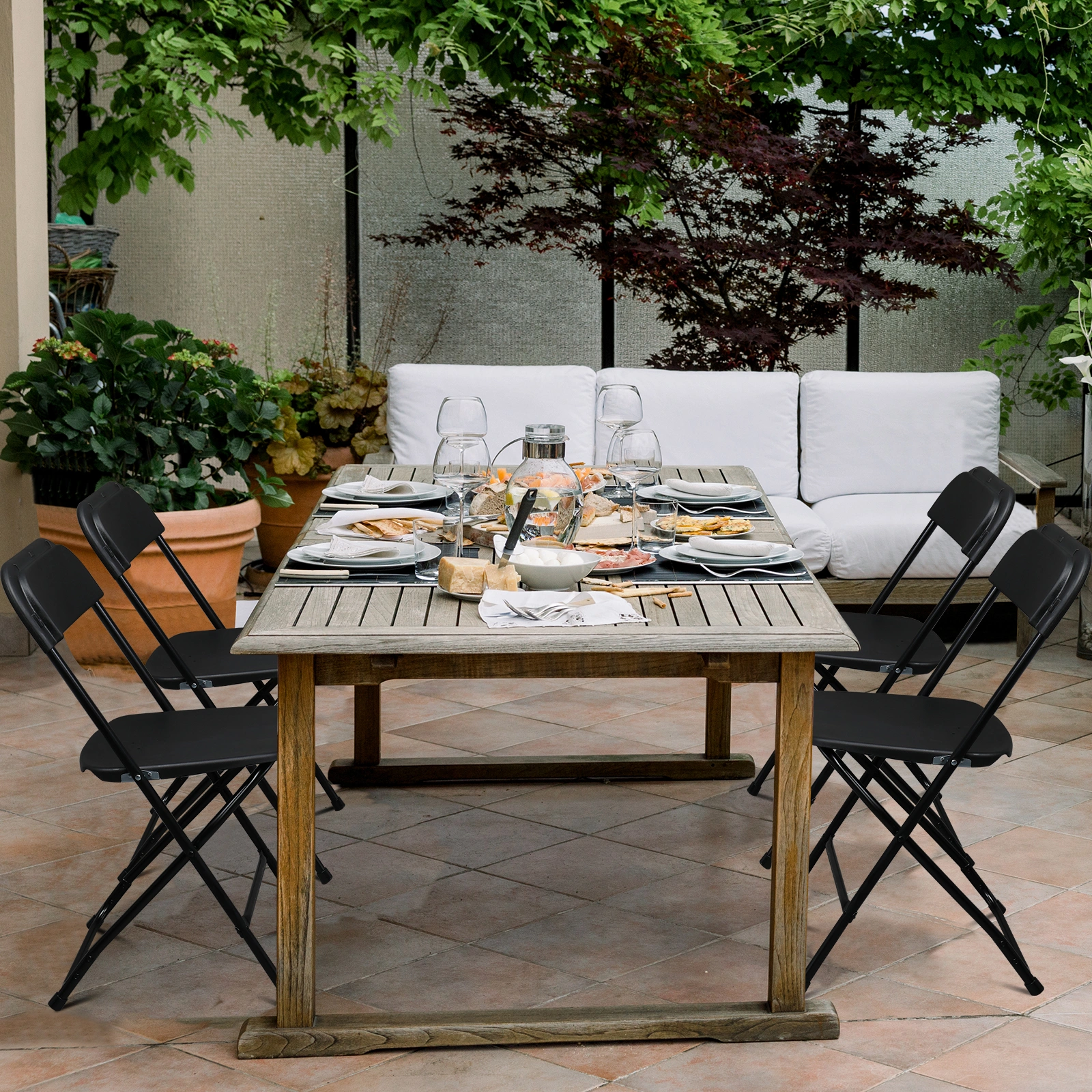 10pcs Injection Molding Classic Garden Plastic Folding Chair Black view 18