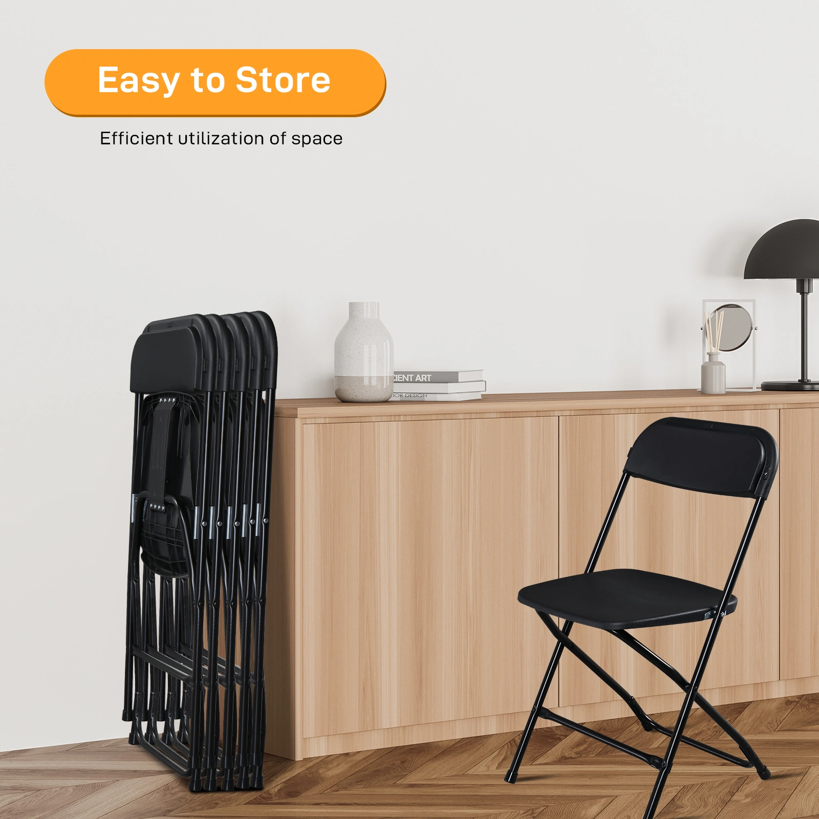 10pcs Injection Molding Classic Garden Plastic Folding Chair Black view 25